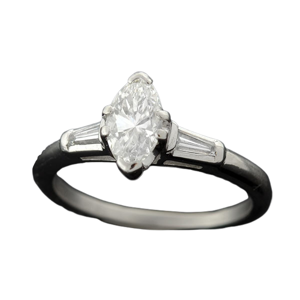Retro Platinum Marquise Diamond Ring 0.84ct