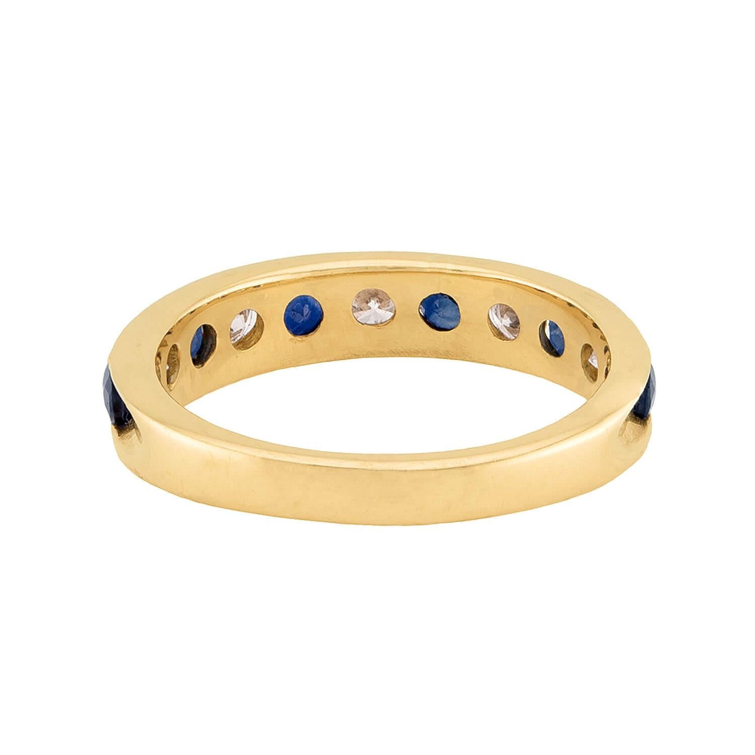 Estate 14k Diamond and Sapphire Half Band
