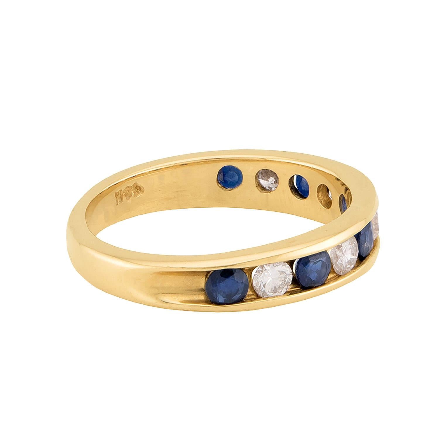 Estate 14k Diamond and Sapphire Half Band