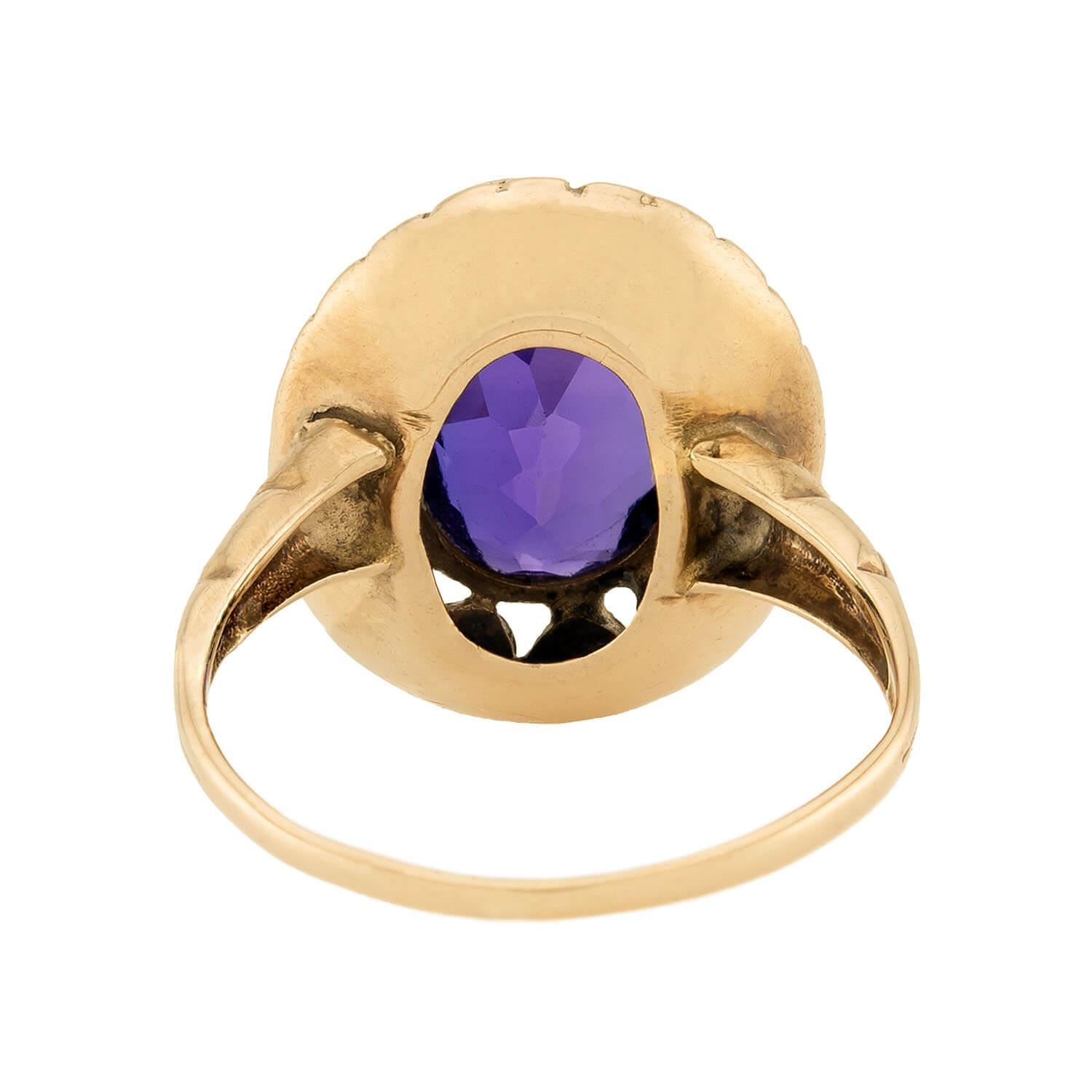 Art Deco 18k Mixed Metal Amethyst Ring