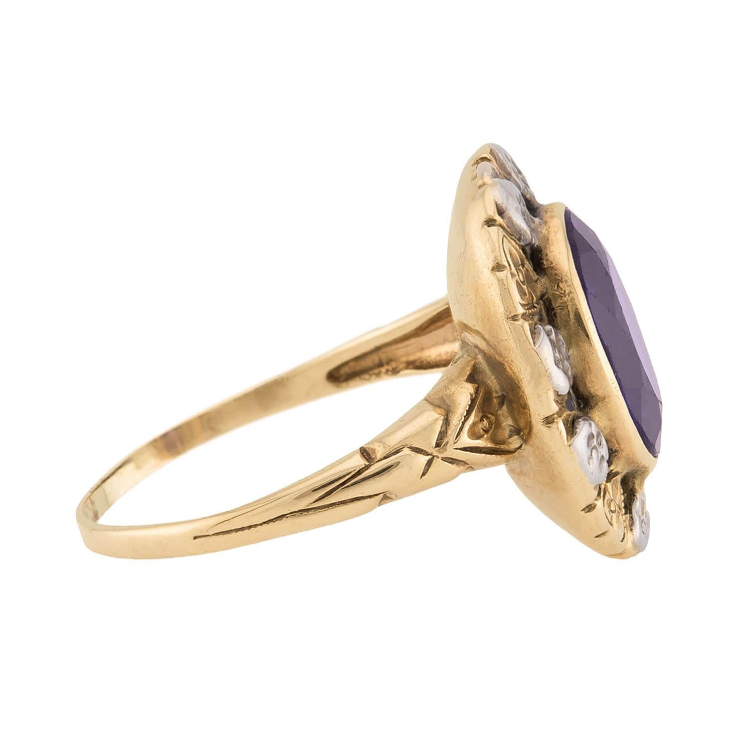 Art Deco 18k Mixed Metal Amethyst Ring