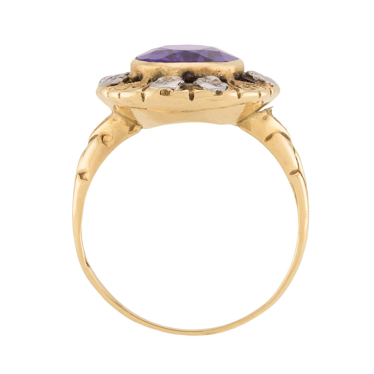 Art Deco 18k Mixed Metal Amethyst Ring