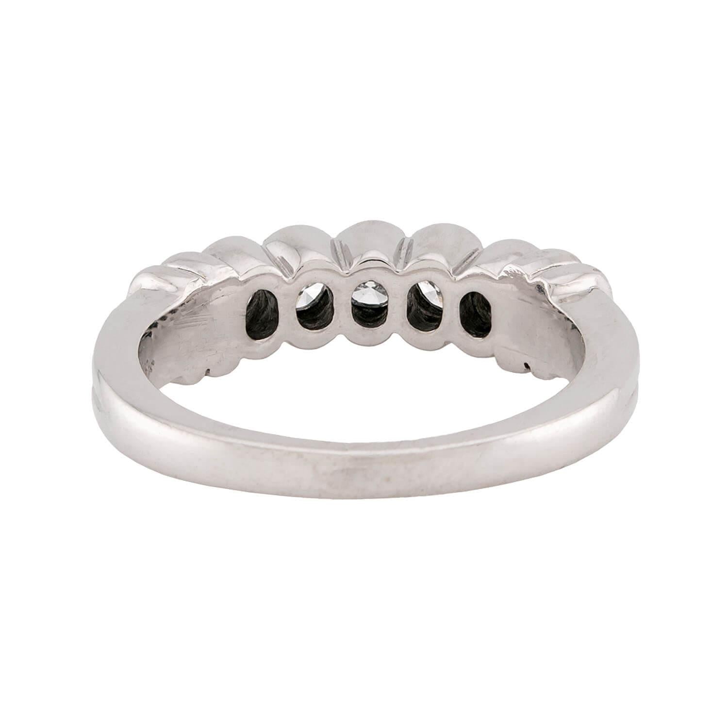 SCOTT K Estate Platinum Diamond Five Stone Ring