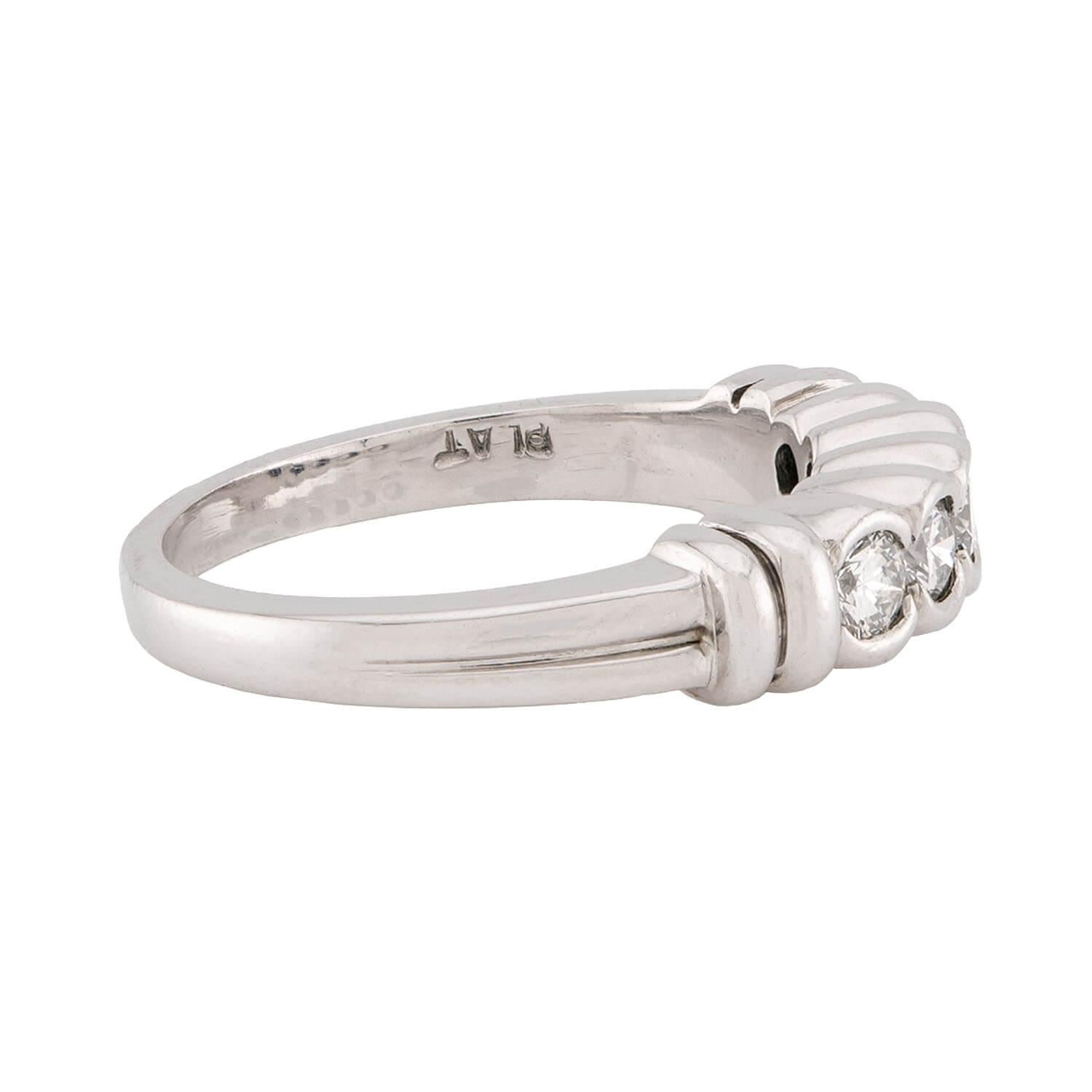 SCOTT K Estate Platinum Diamond Five Stone Ring