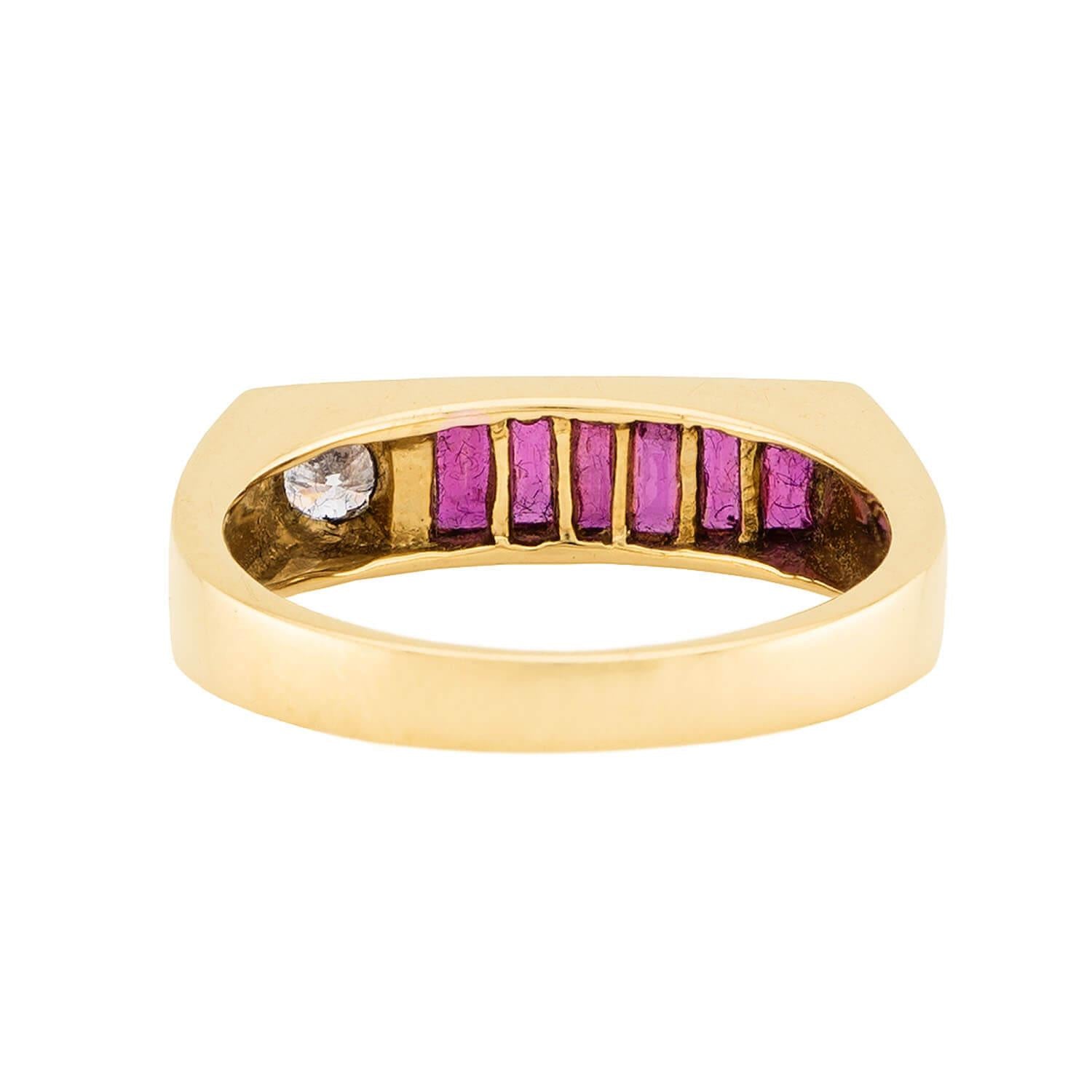 Retro 14k Diamond and Ruby Ring