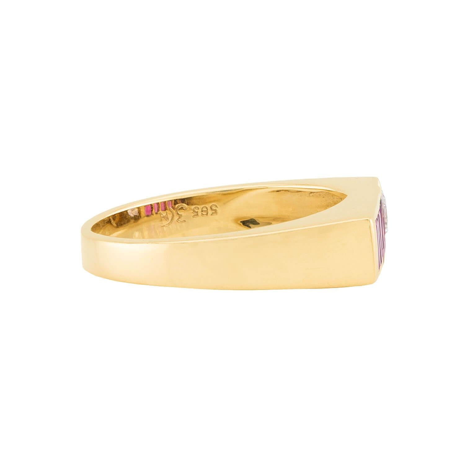 Retro 14k Diamond and Ruby Ring