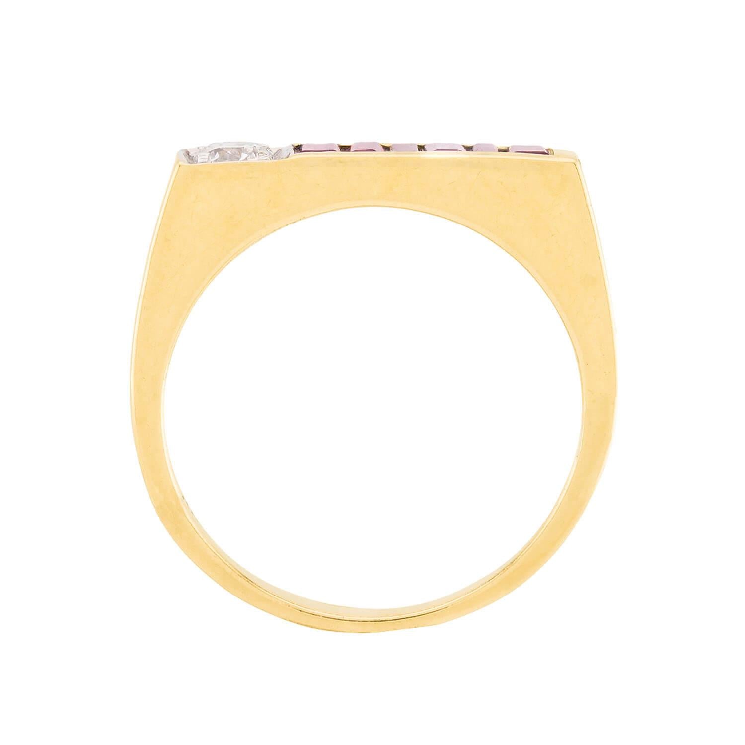 Retro 14k Diamond and Ruby Ring