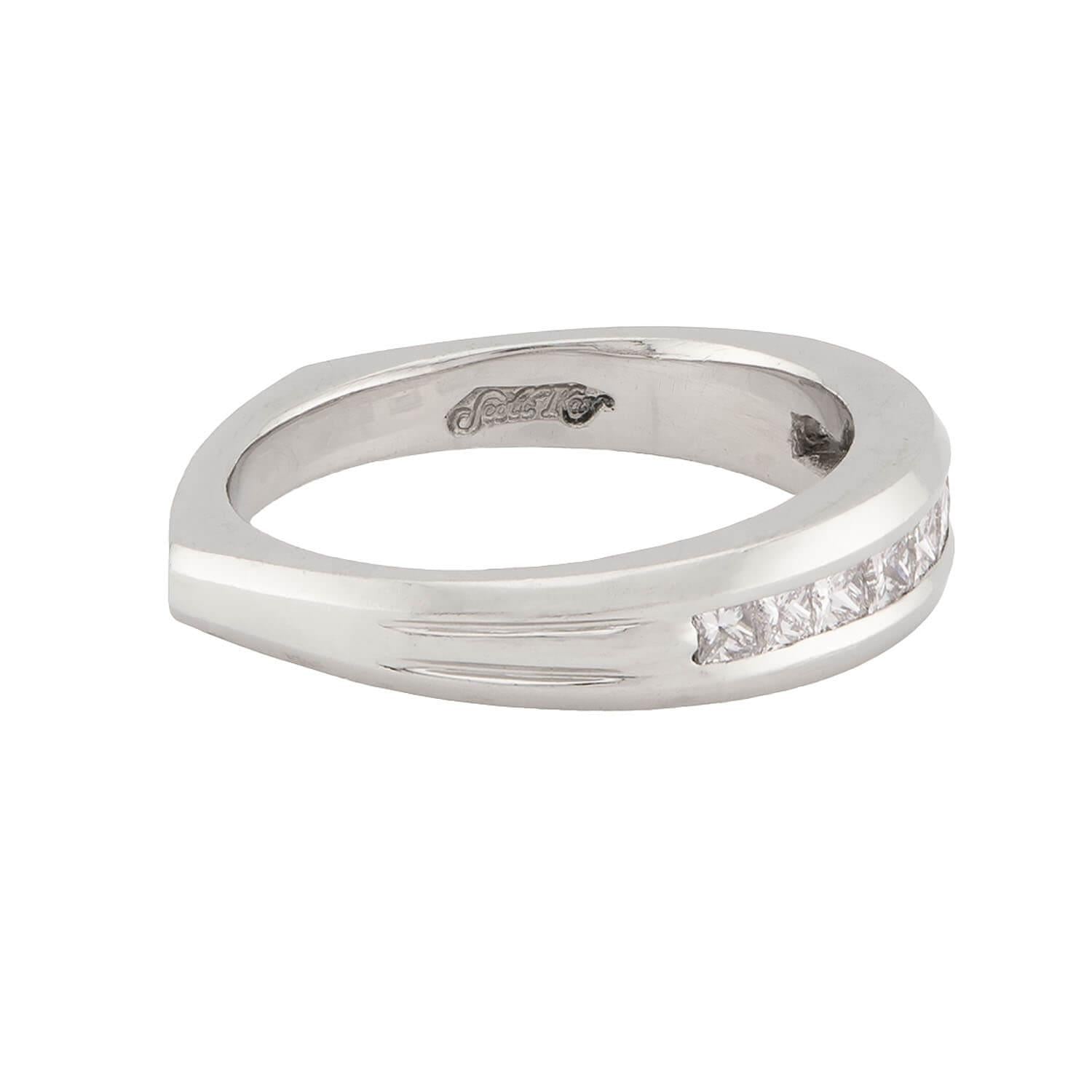 SCOTT K Estate Platinum Diamond Half Band
