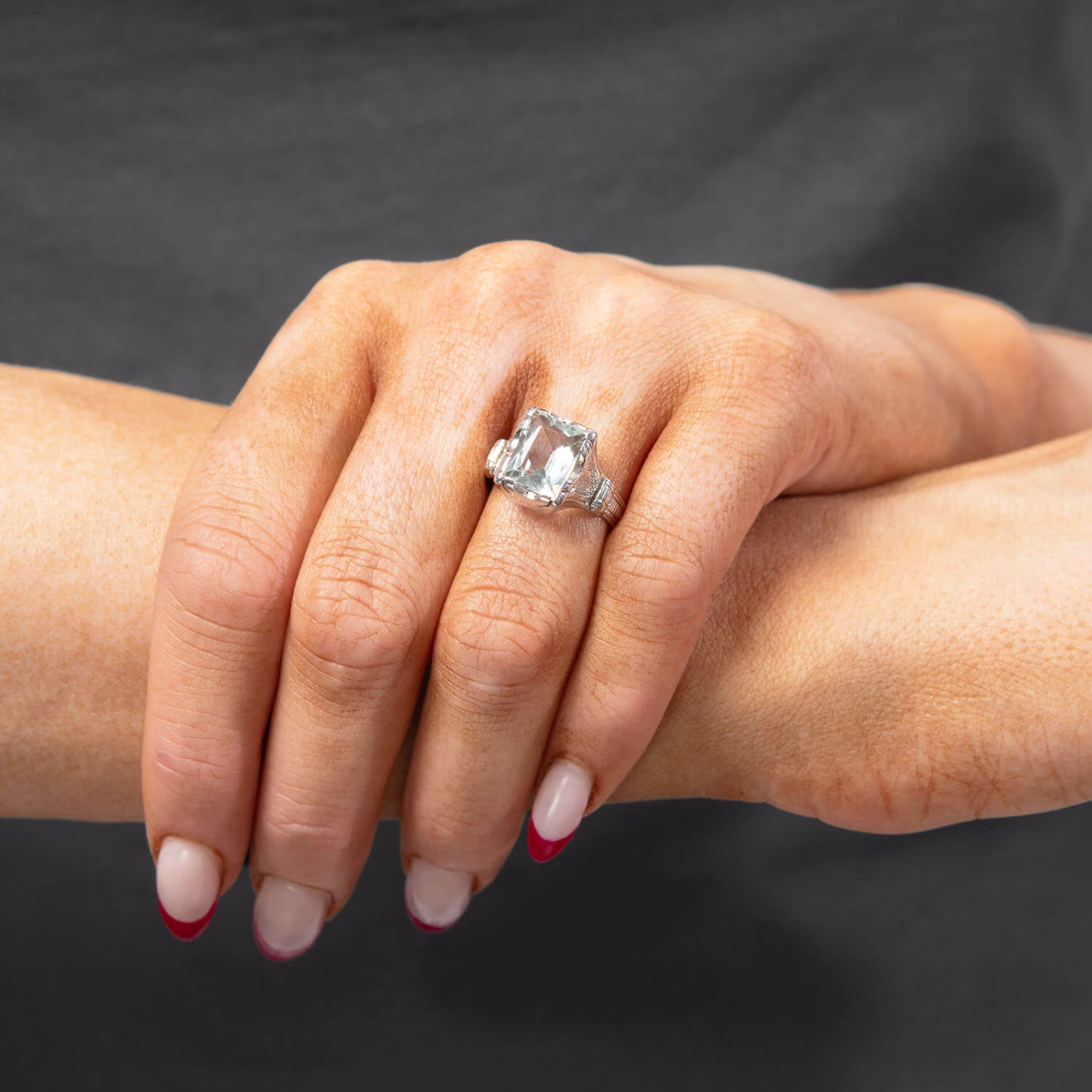 Art Deco 14k Aquamarine Ring