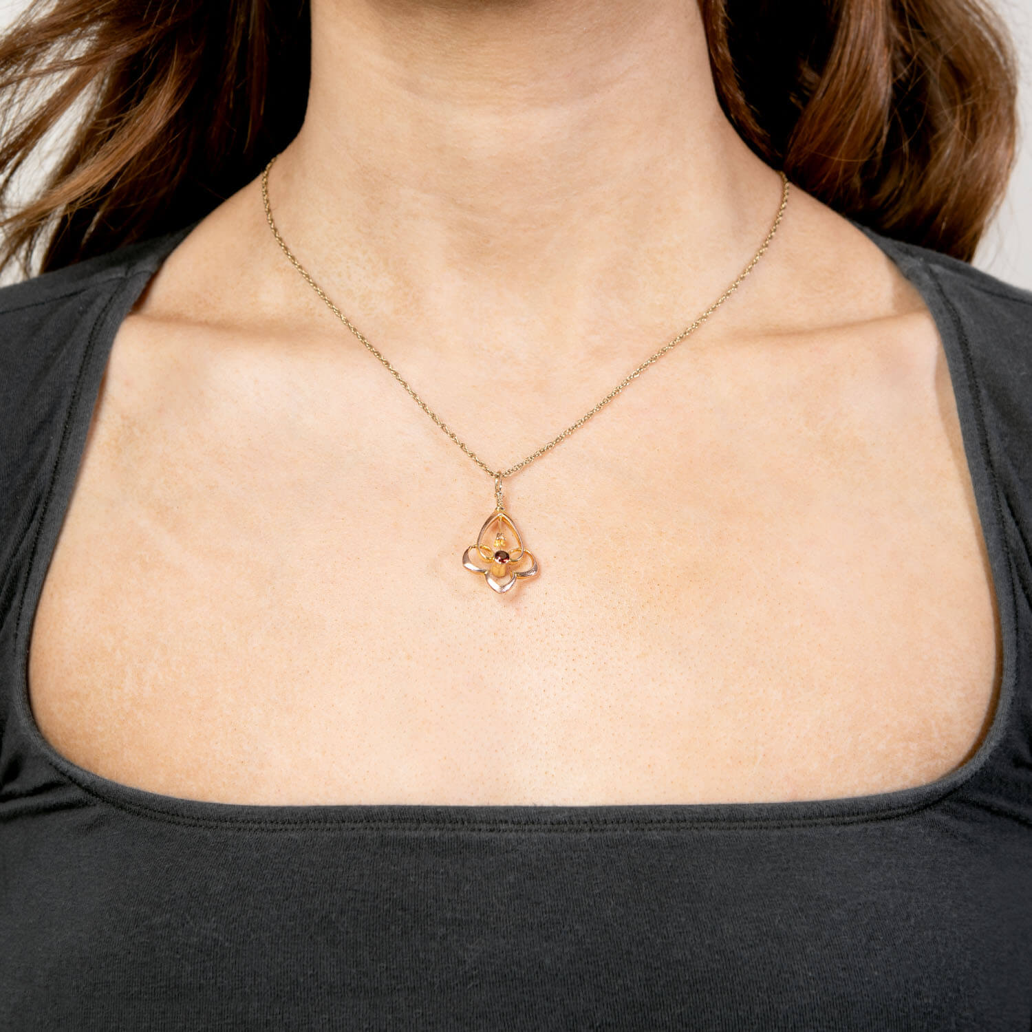 Art Nouveau 18k Garnet Lavalier Pendant