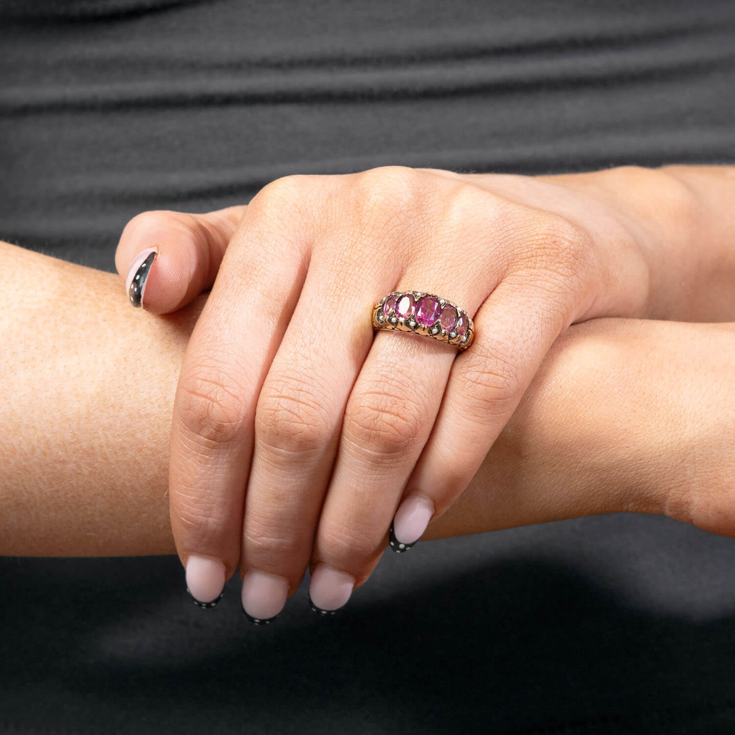 Victorian 14k Spinel and Pearl Ring