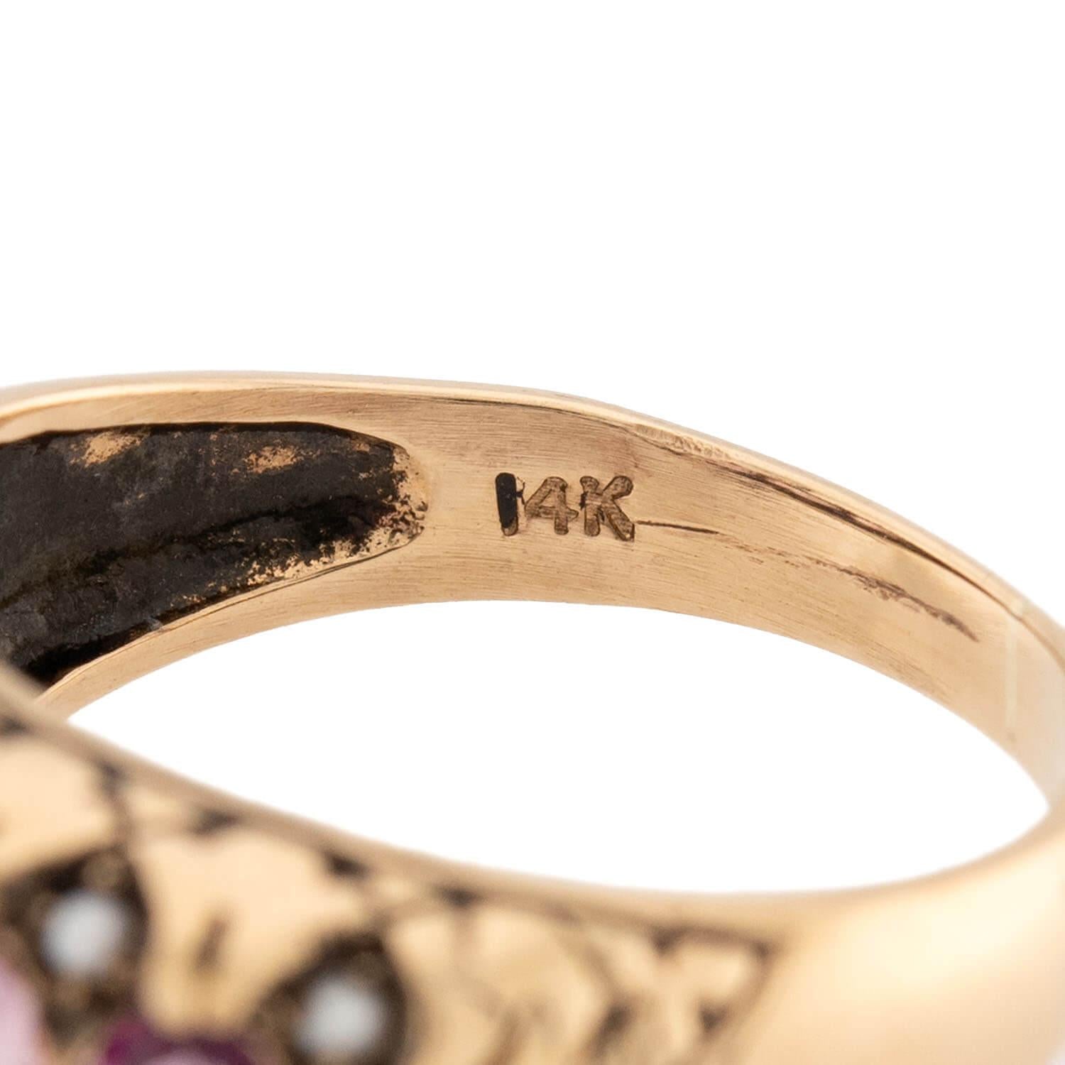 Victorian 14k Spinel and Pearl Ring
