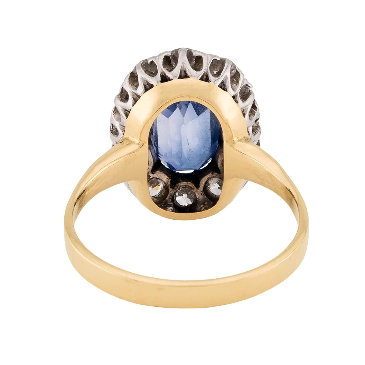 Edwardian Platinum/14k Sapphire & Diamond Halo Ring