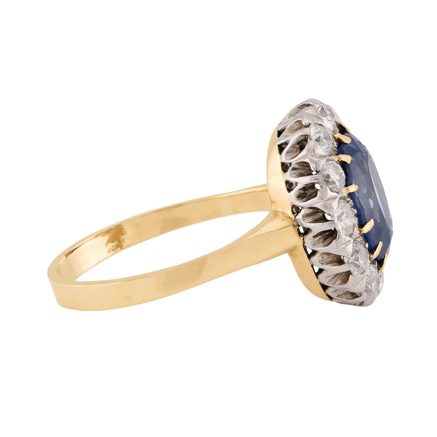 Edwardian Platinum/14k Sapphire & Diamond Halo Ring