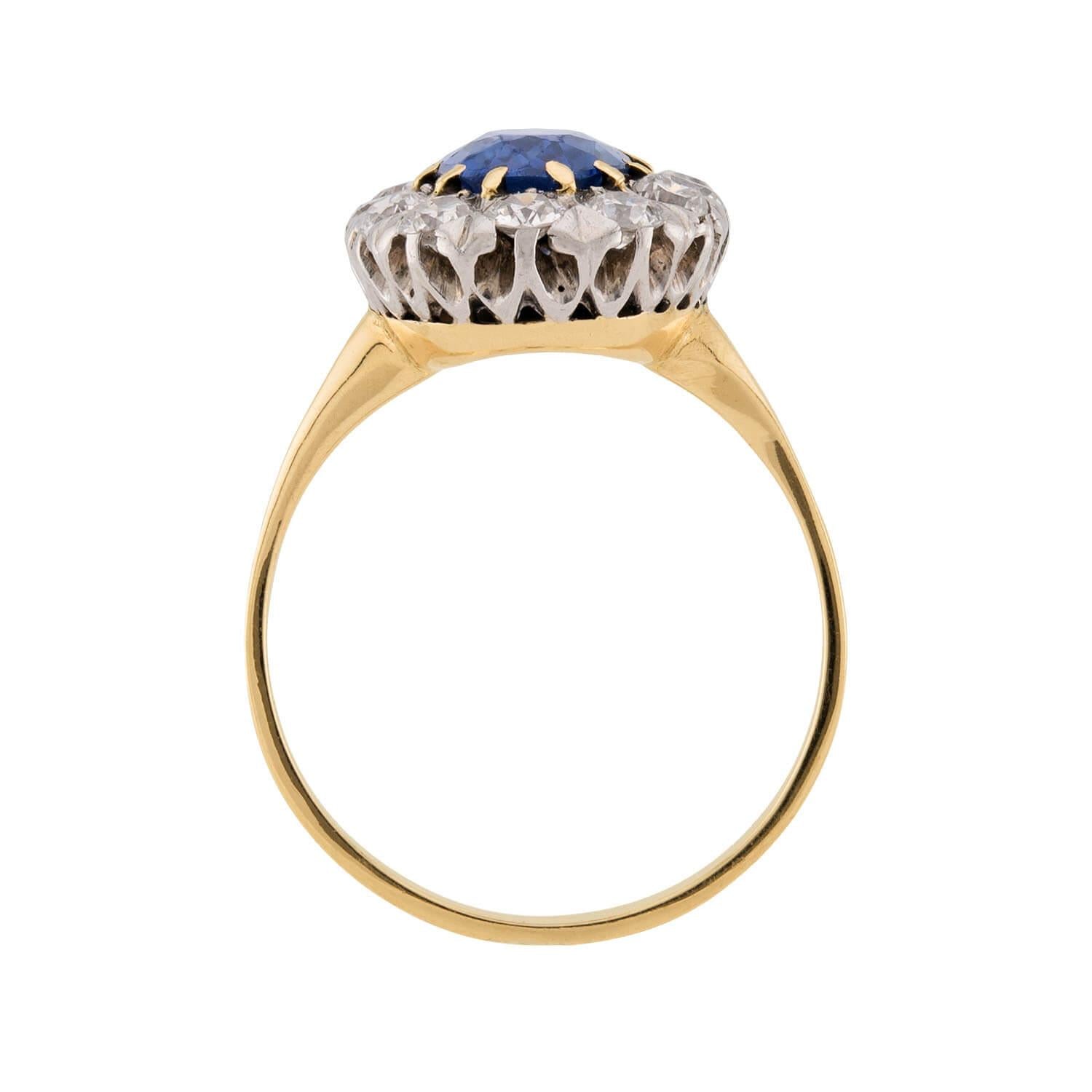 Edwardian Platinum/14k Sapphire & Diamond Halo Ring