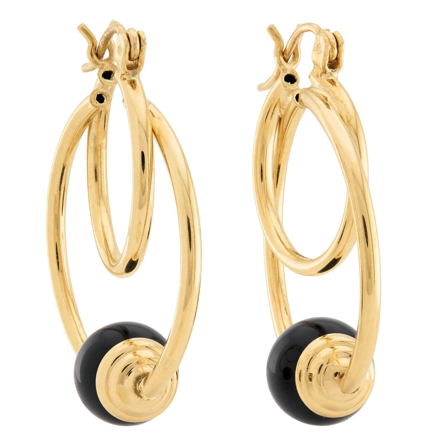 Estate 14k Onyx Double Hoop Earrings