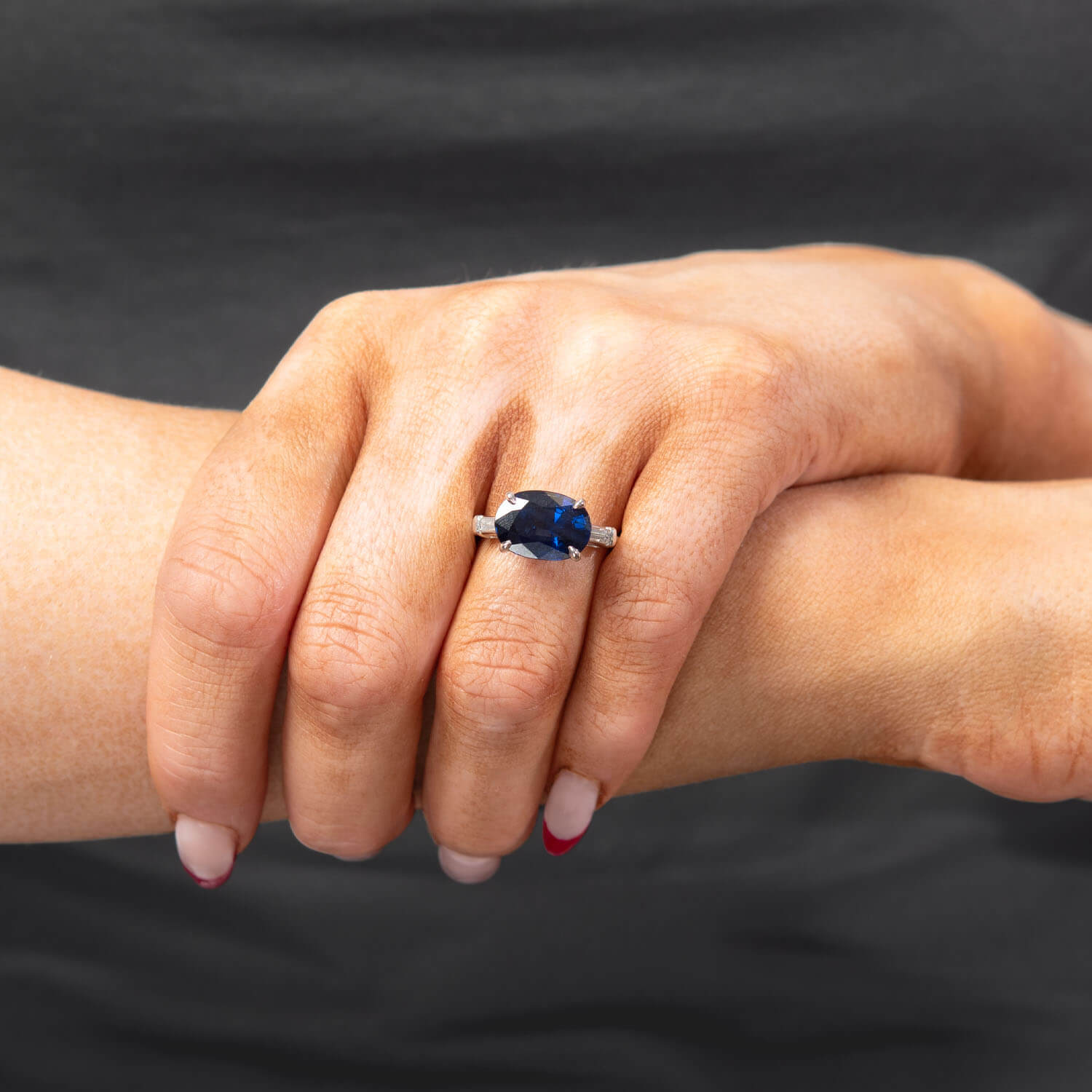 Retro Platinum Sapphire and Diamond Engagement Ring