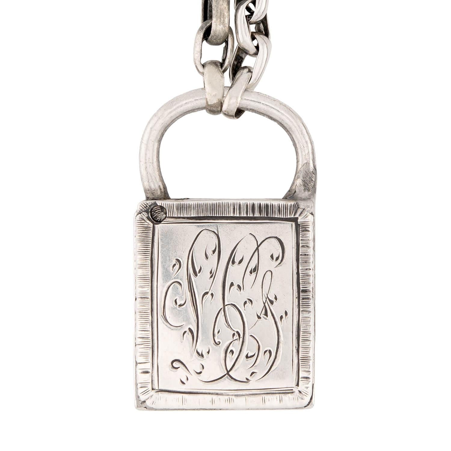 Victorian Sterling Silver Padlock Pendant Necklace