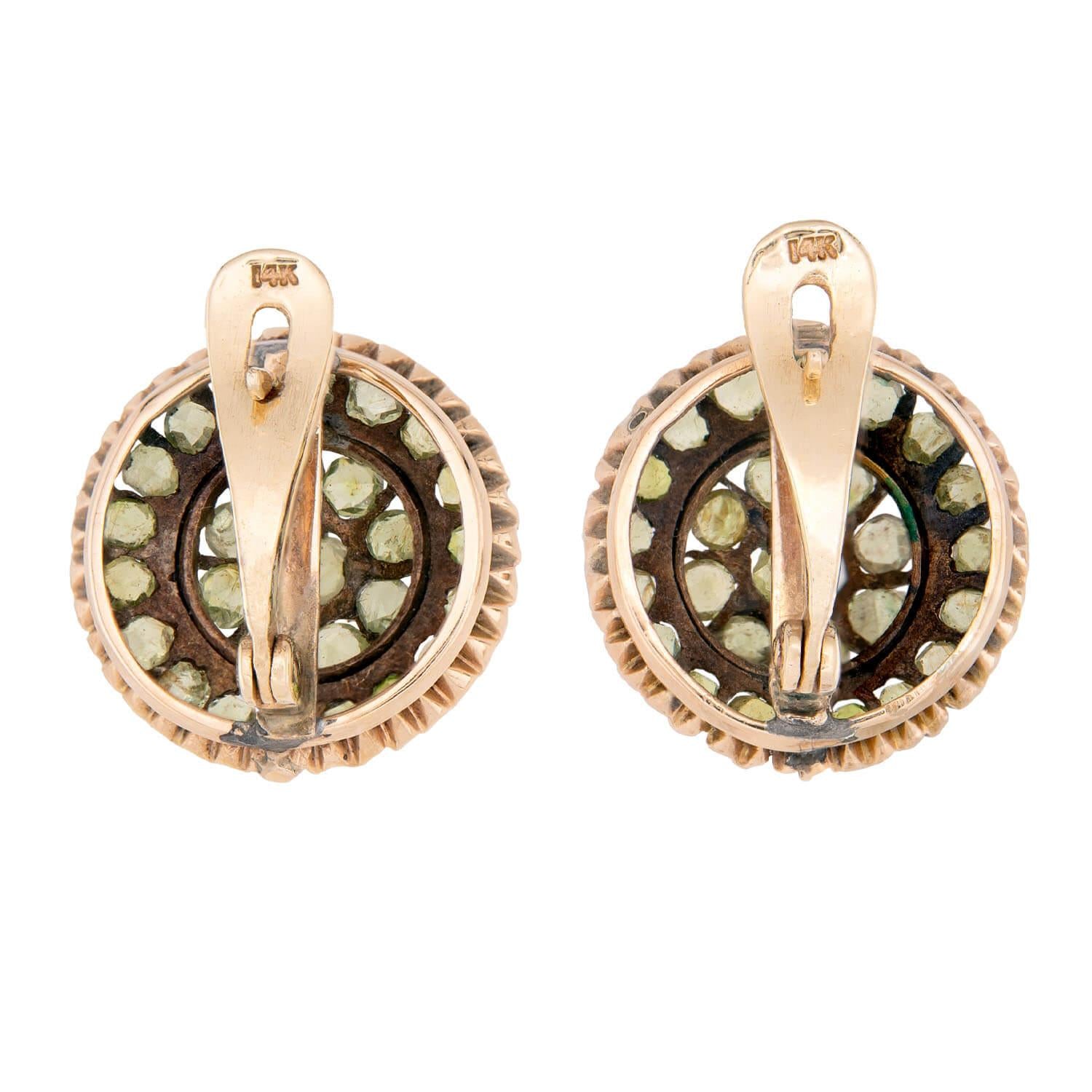 Victorian 14k Chrysoberyl Cluster Earrings