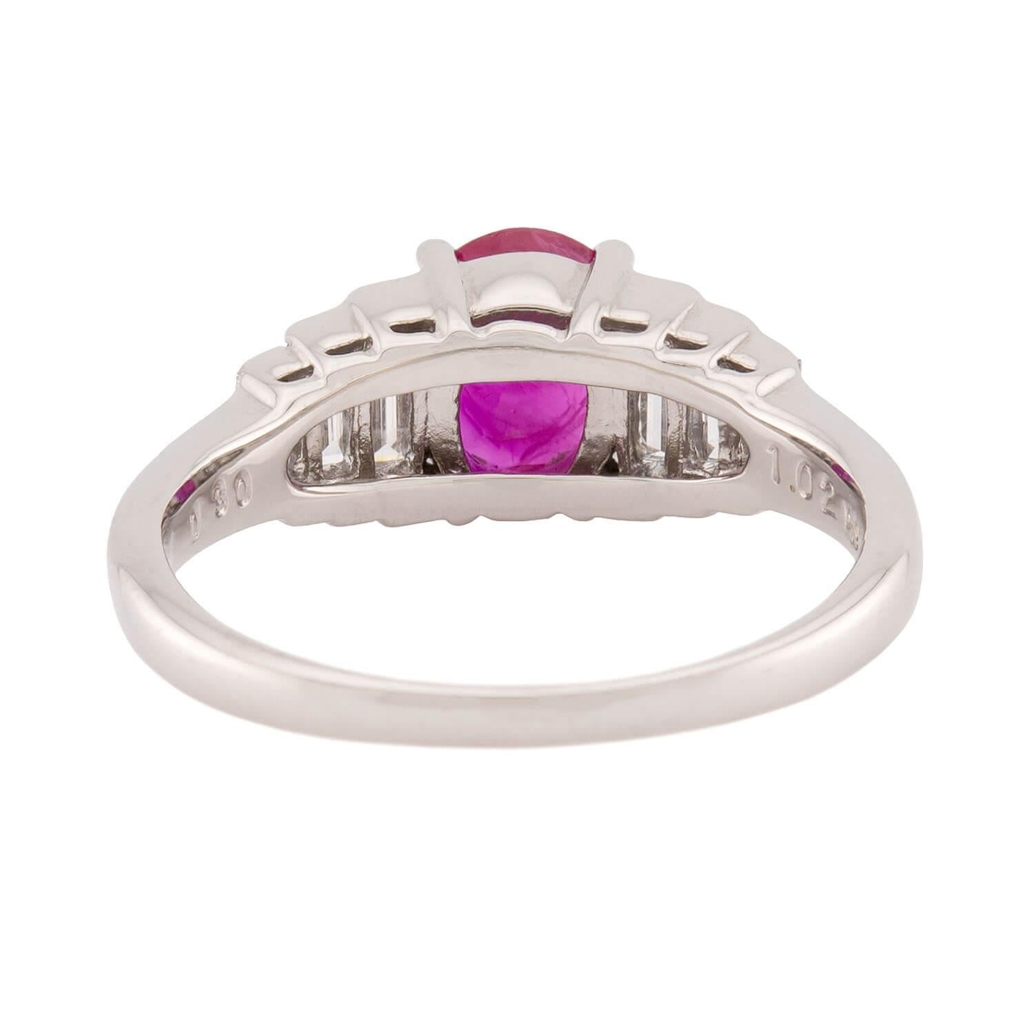 Estate Platinum GIA Ruby and Diamond Ring