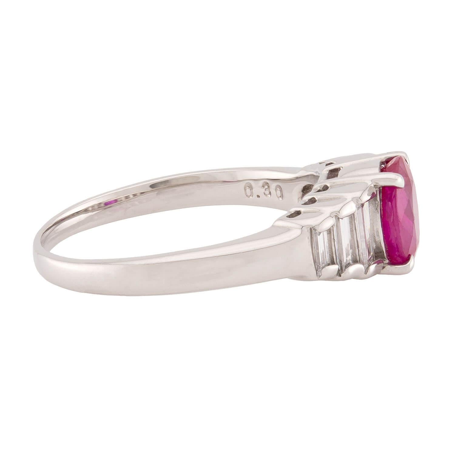 Estate Platinum GIA Ruby and Diamond Ring
