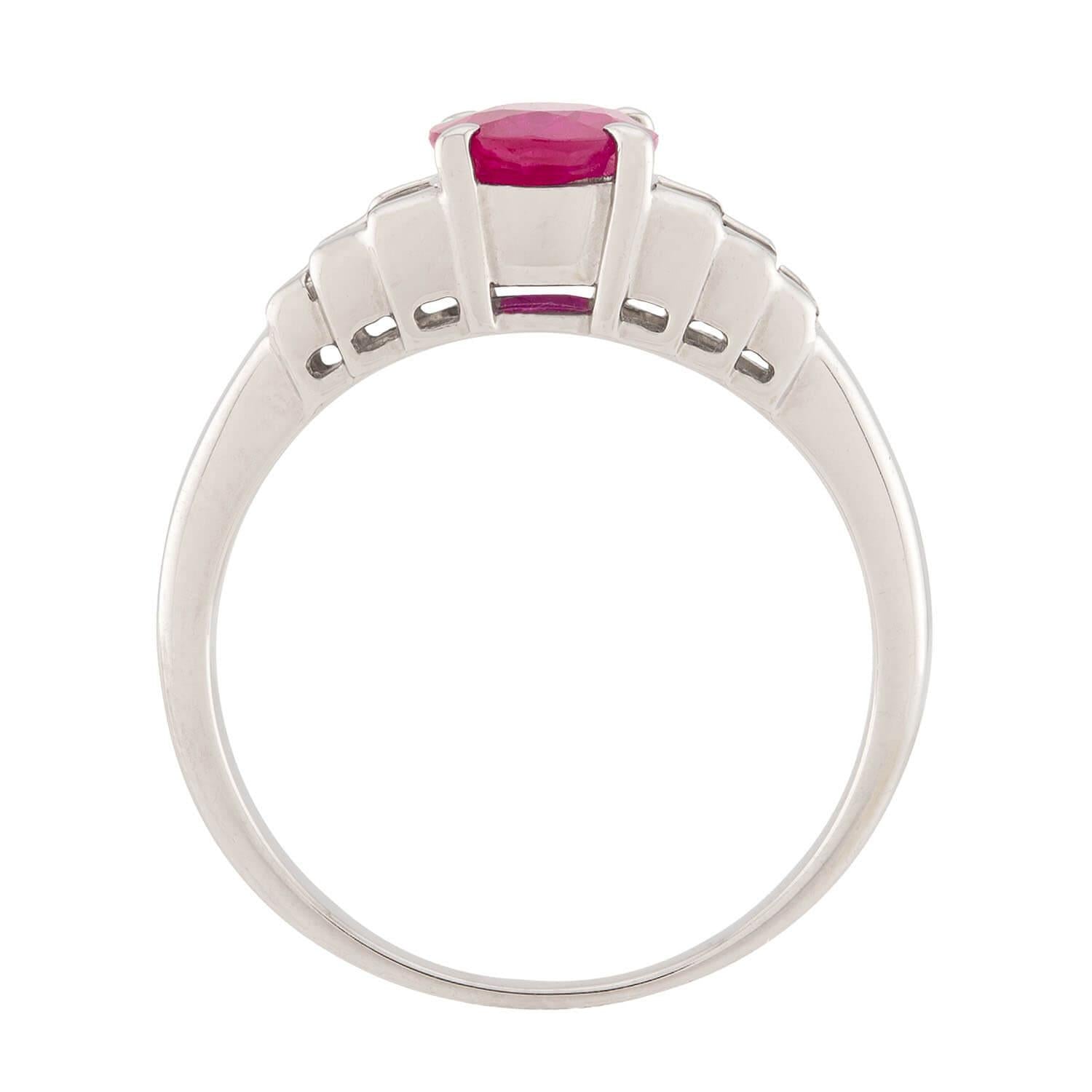 Estate Platinum GIA Ruby and Diamond Ring