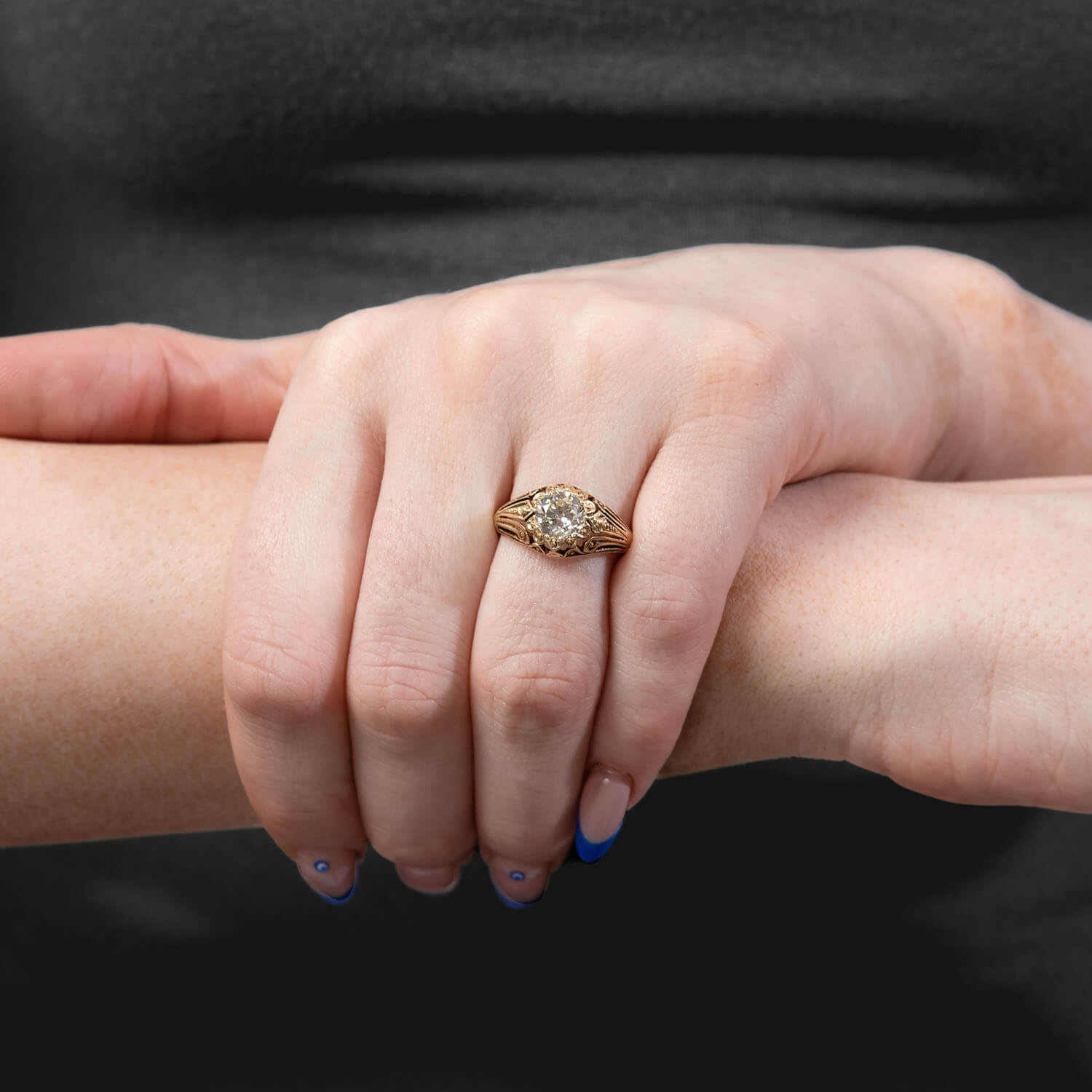 Victorian 14k Diamond Engagement Ring 1.35ct
