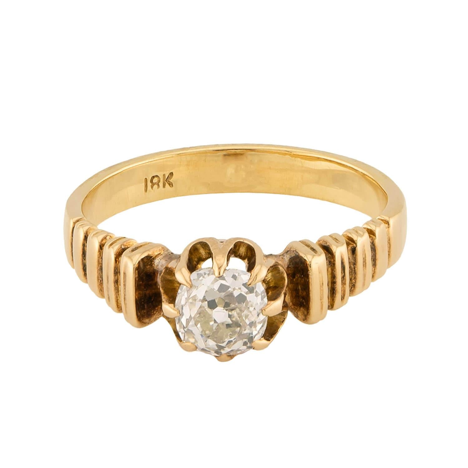 Victorian 18k Diamond Engagent Ring .85ct