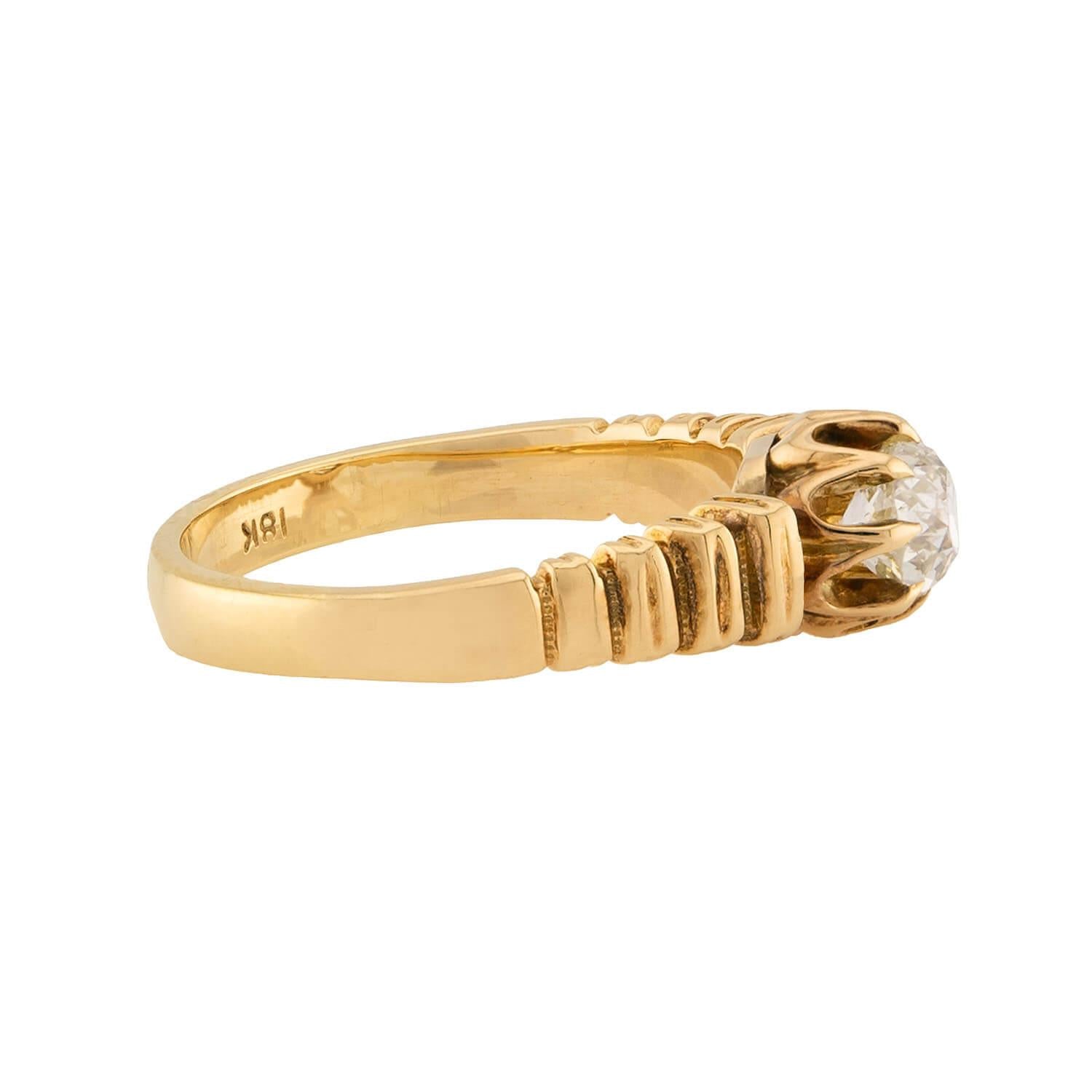Victorian 18k Diamond Engagent Ring .85ct