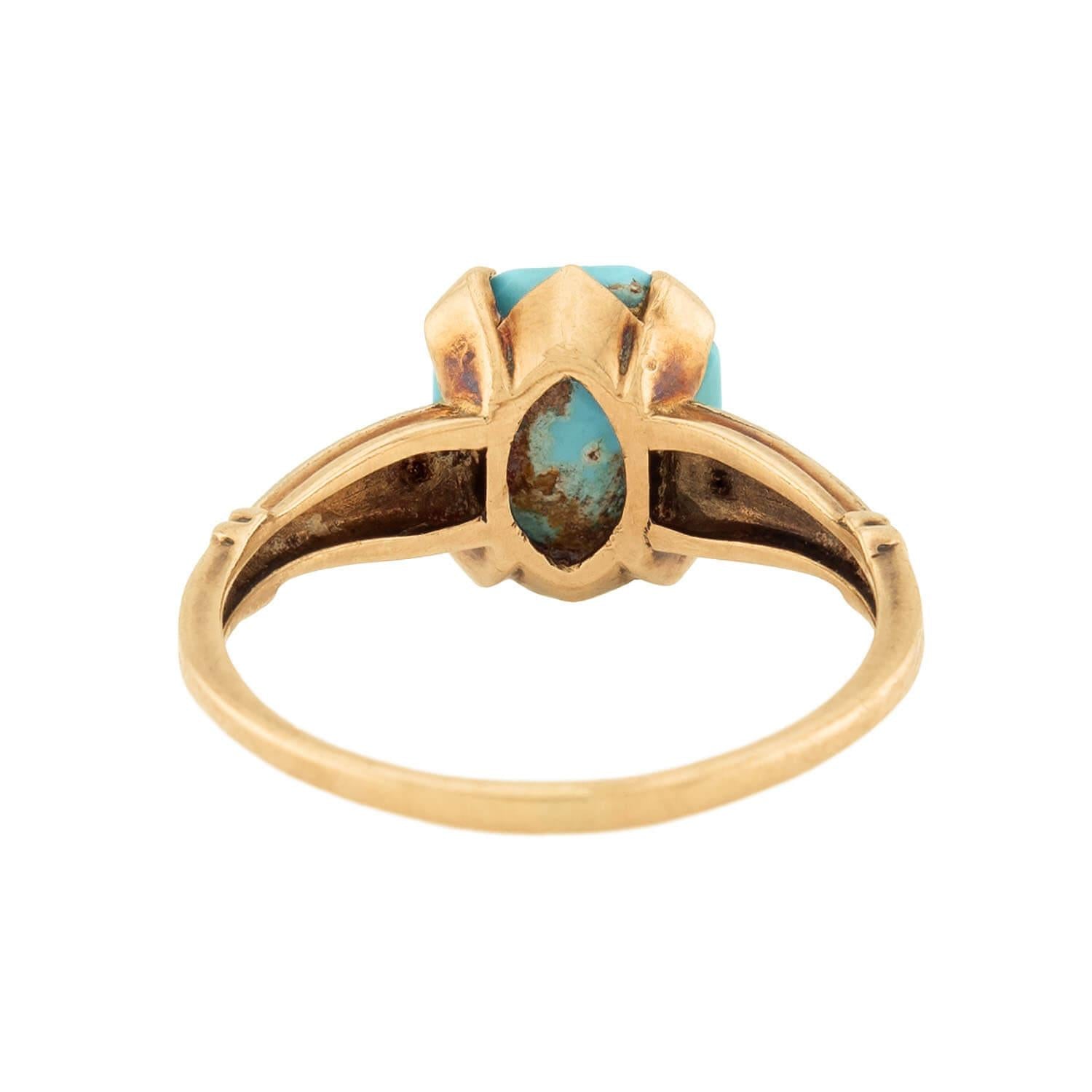 Edwardian 10k/Platinum Turquoise & Diamond Ring