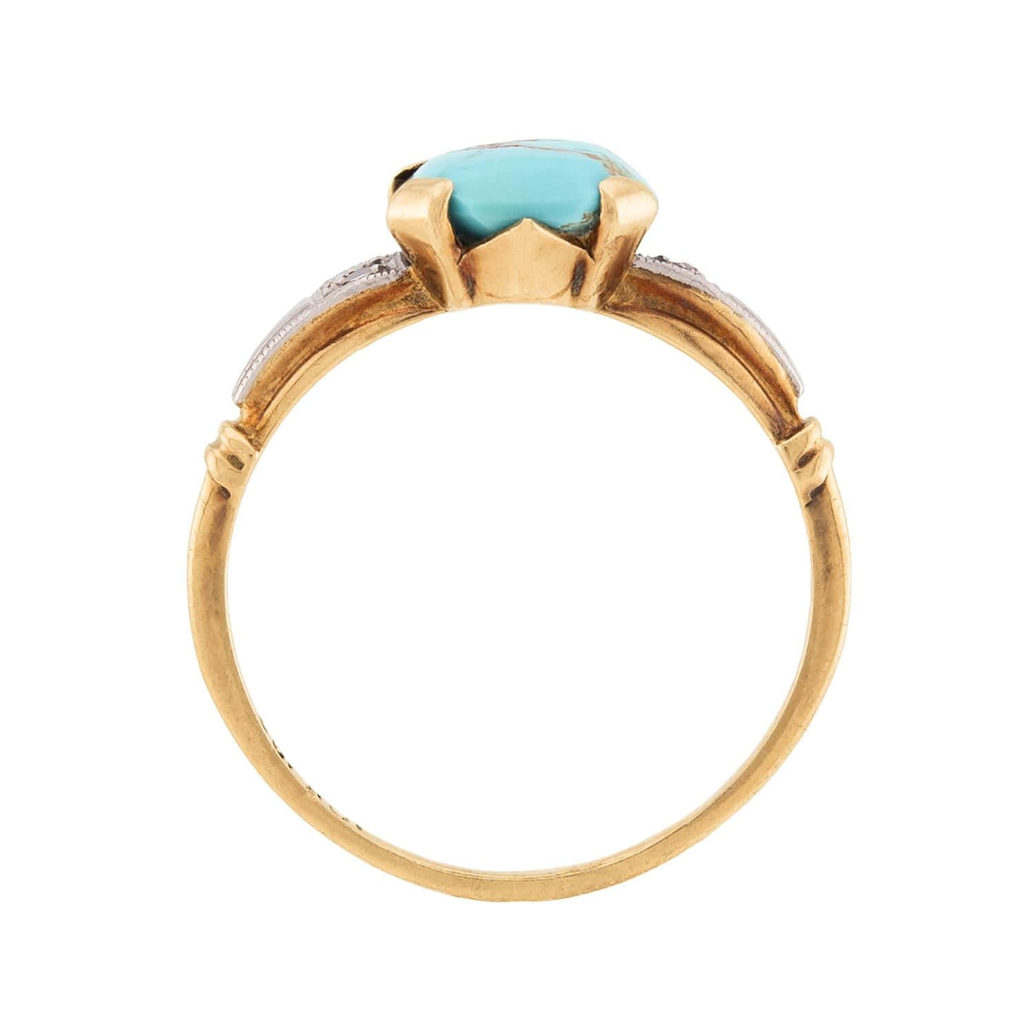 Edwardian 10k/Platinum Turquoise & Diamond Ring