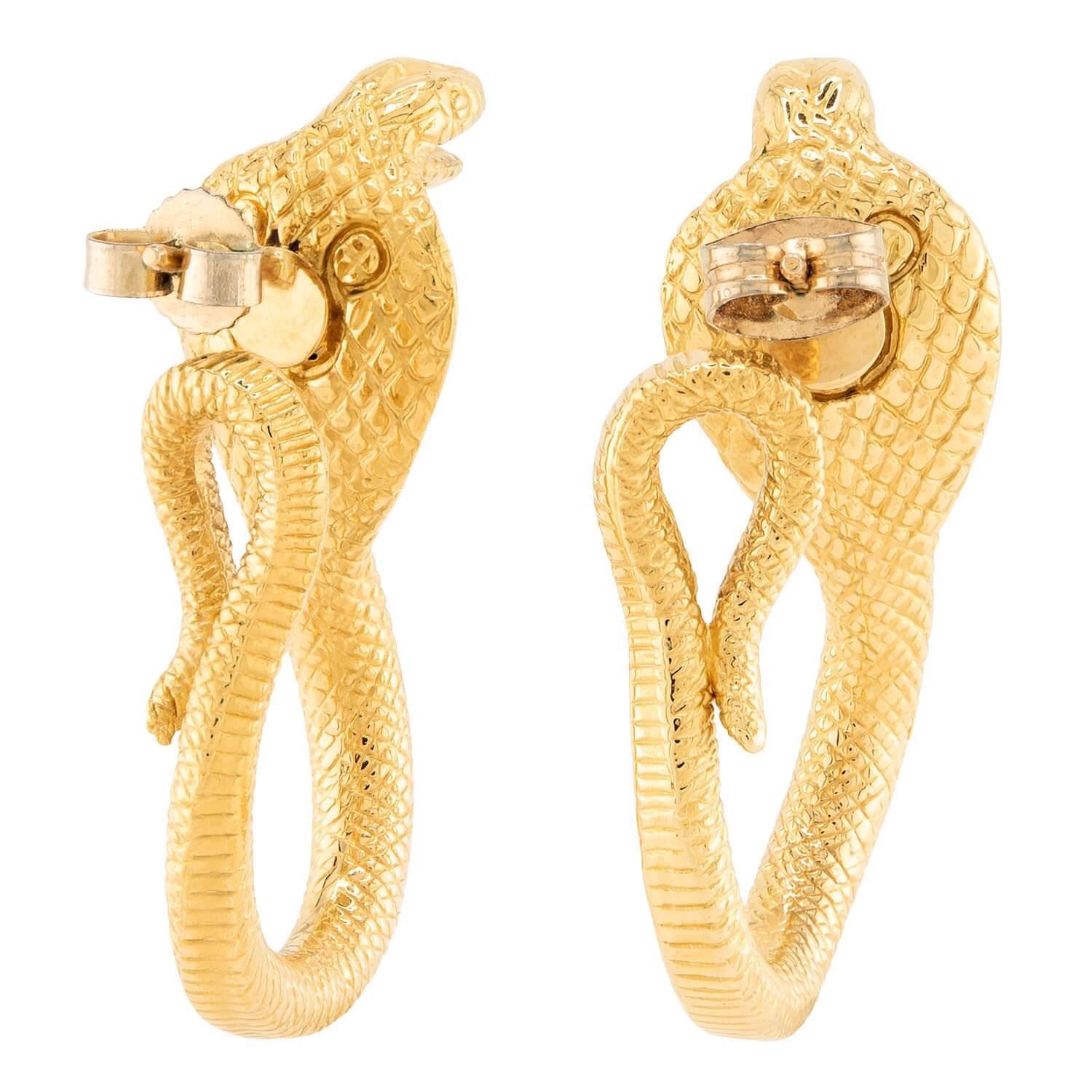 Estate 19k Cobra-Motif Earrings
