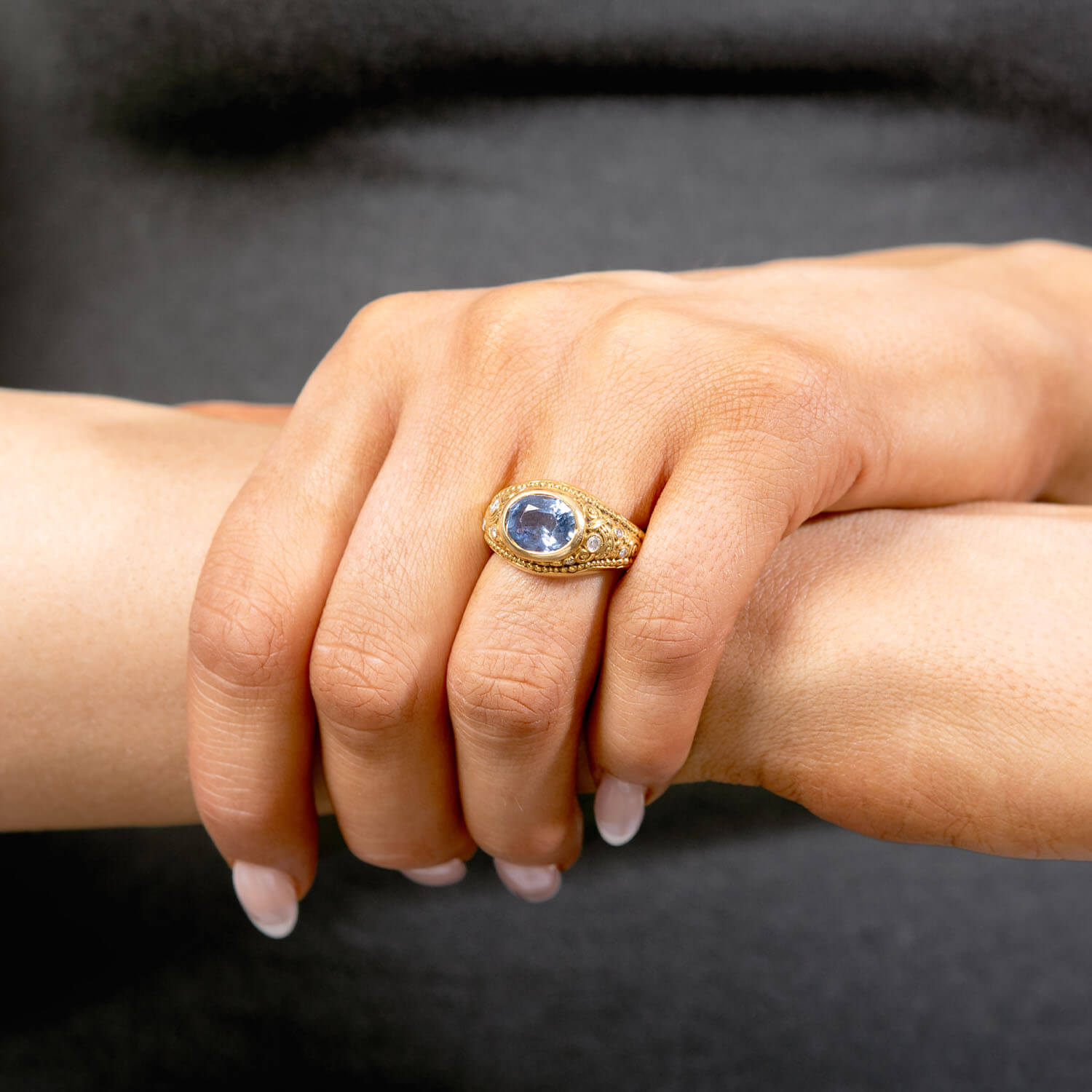 ALEX ŠEPKUS Estate 18k Sapphire and Diamond Ring