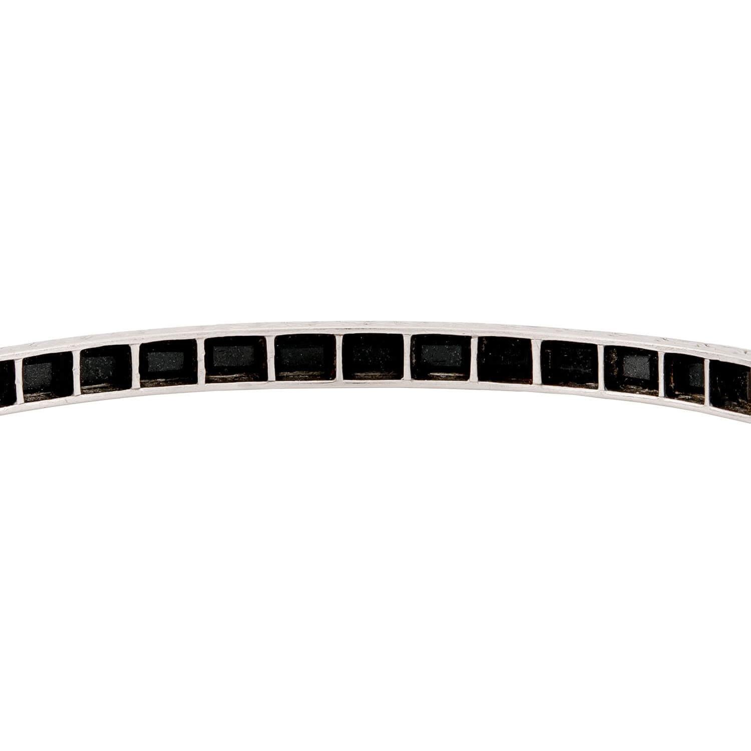 Art Deco Platinum Onyx Bangle
