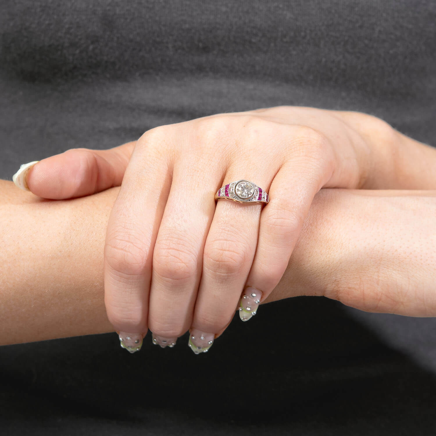 Edwardian 18k/Platinum Ruby & Diamond Engagement Ring .90ct