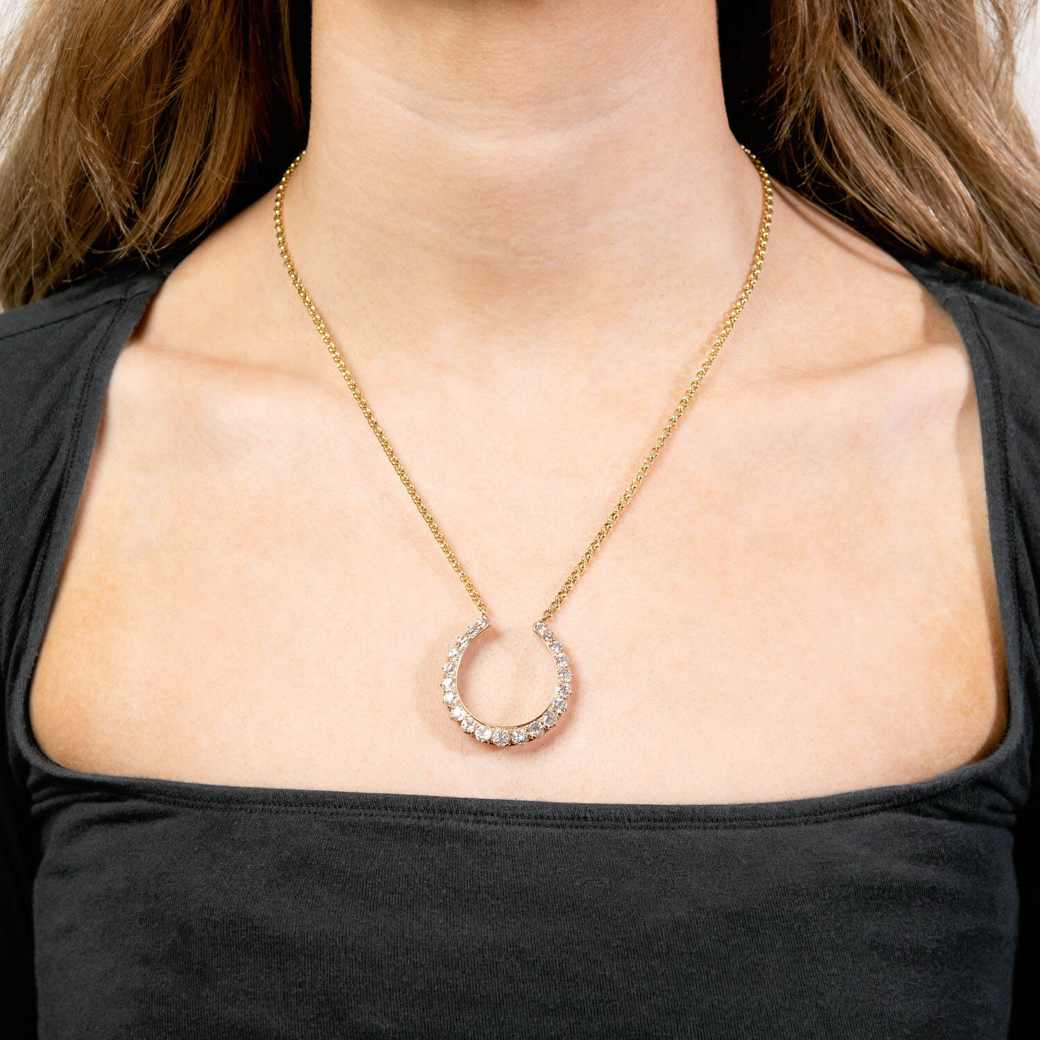 Victorian 14k Diamond Horseshoe Pendant