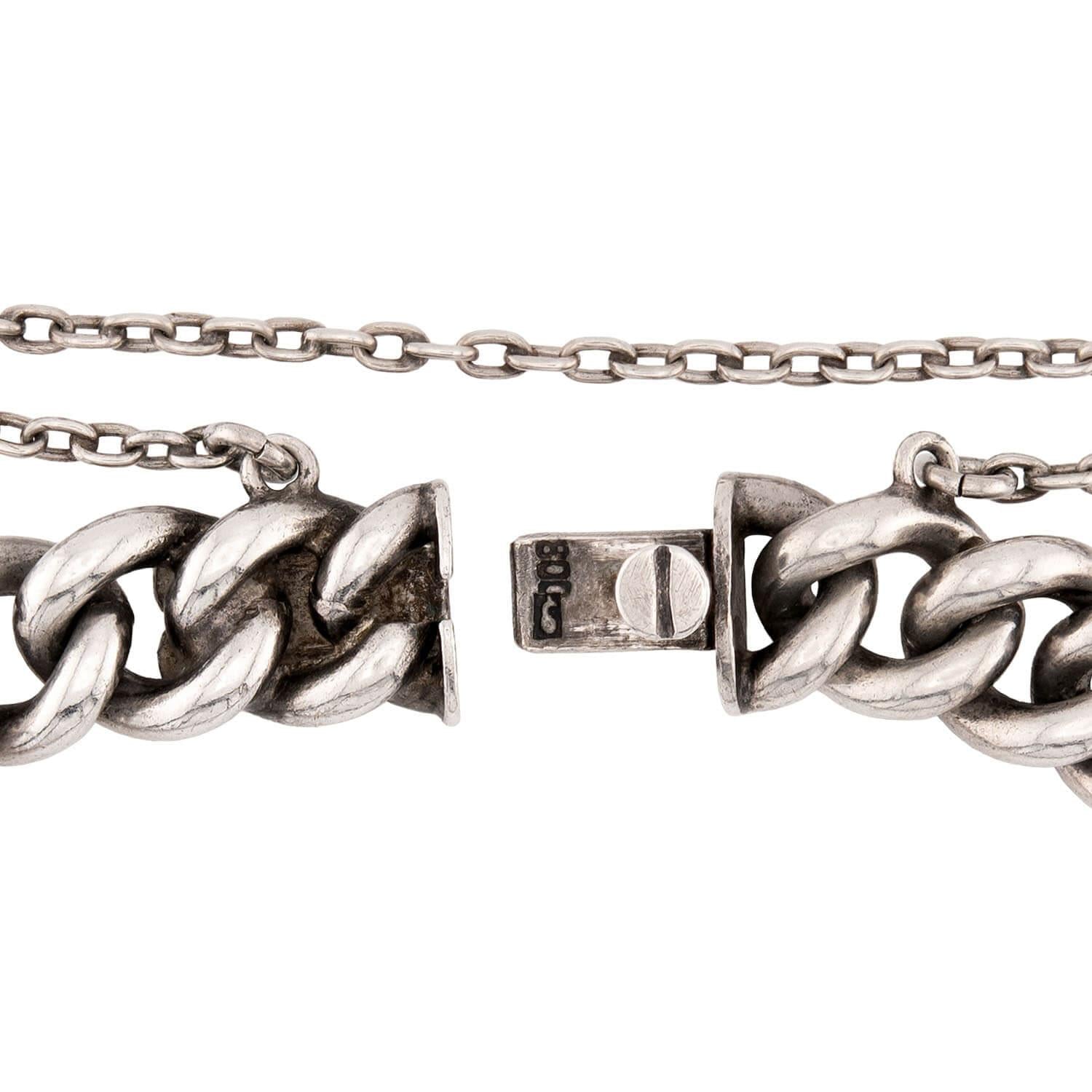Victorian Sterling Silver Cuban Link Bracelet