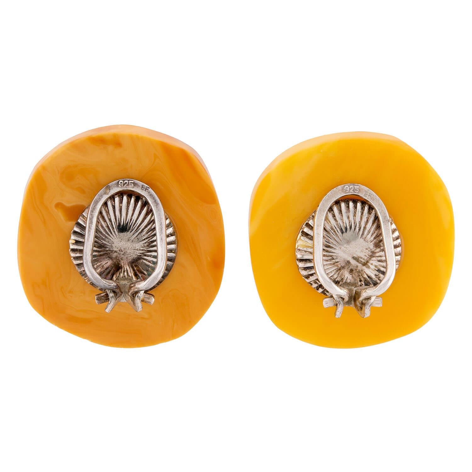 Vintage Sterling Silver Butterscotch Baltic Amber Earrings