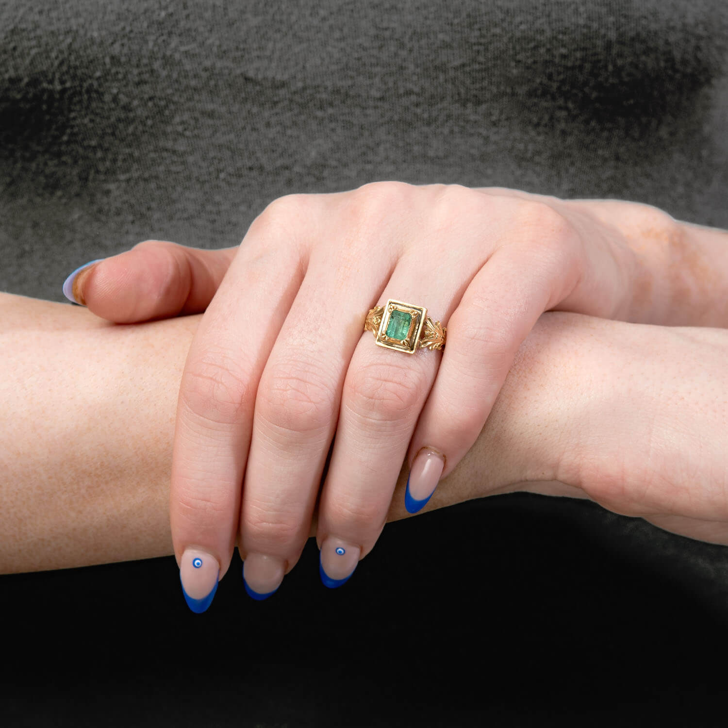 Georgian 18k Columbian 1.50ct Emerald Ring