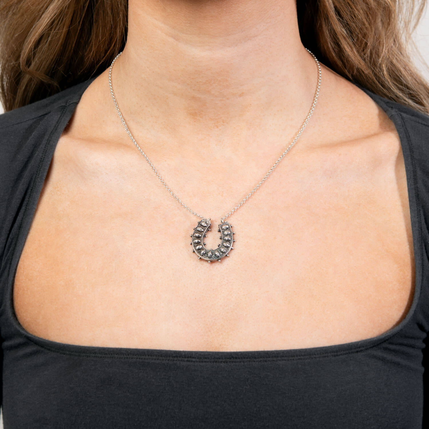 Victorian English Sterling Silver Horseshoe Pendant