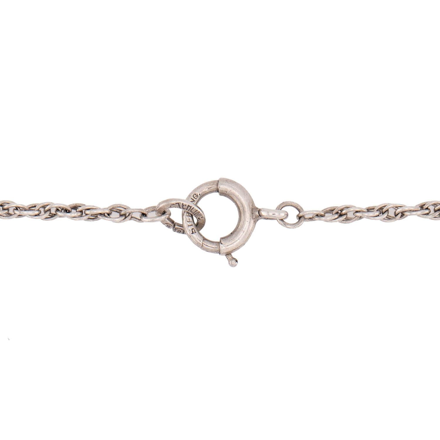 Victorian Sterling Silver Rock Quartz Crystal Lorgnette Chain