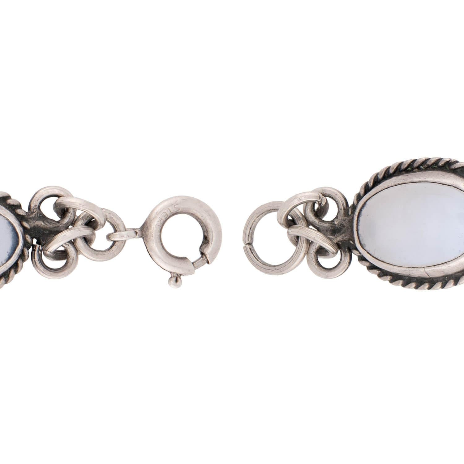 Retro Sterling Silver Moonstone Bracelet