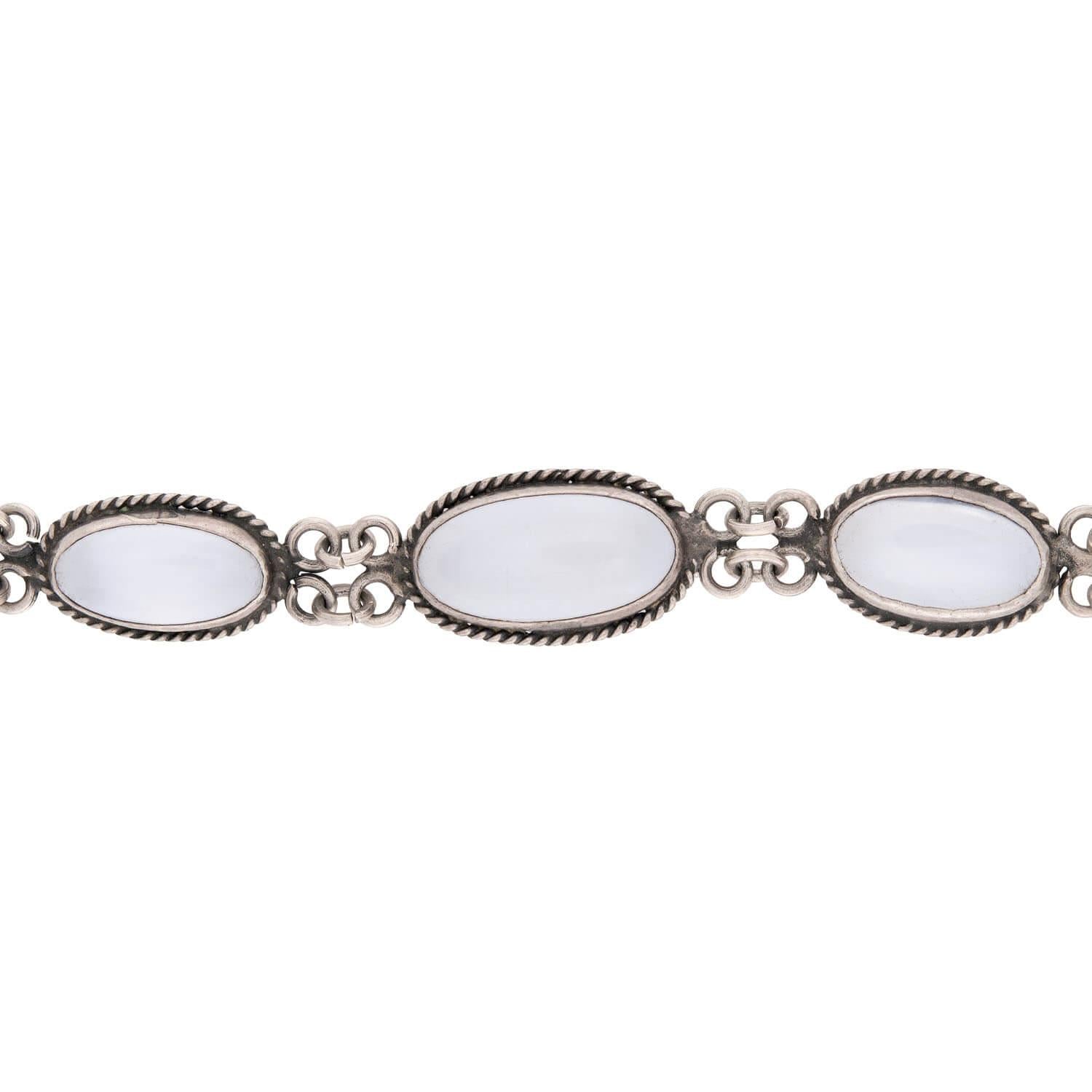 Retro Sterling Silver Moonstone Bracelet