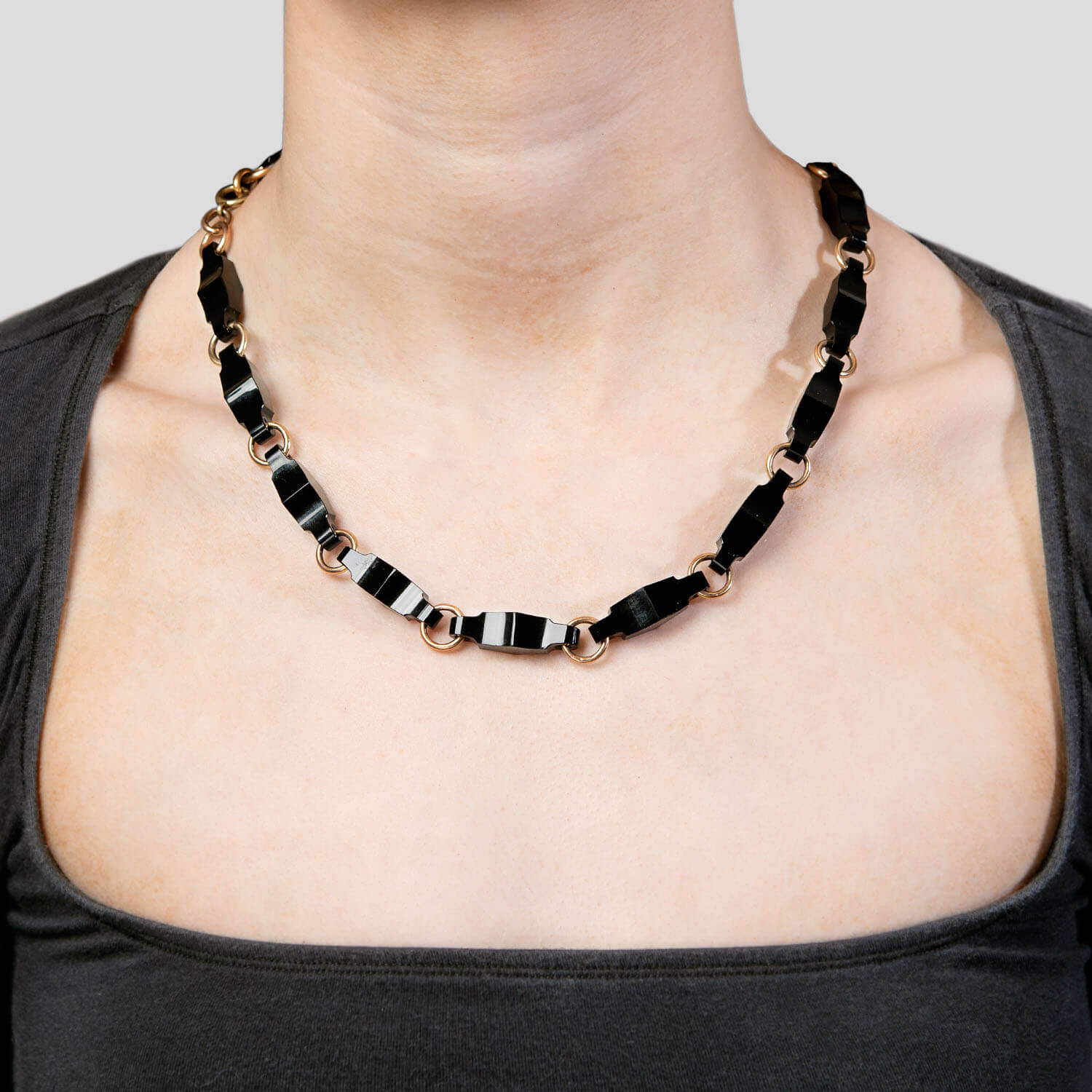 Art Deco 14k Onyx Link Necklace