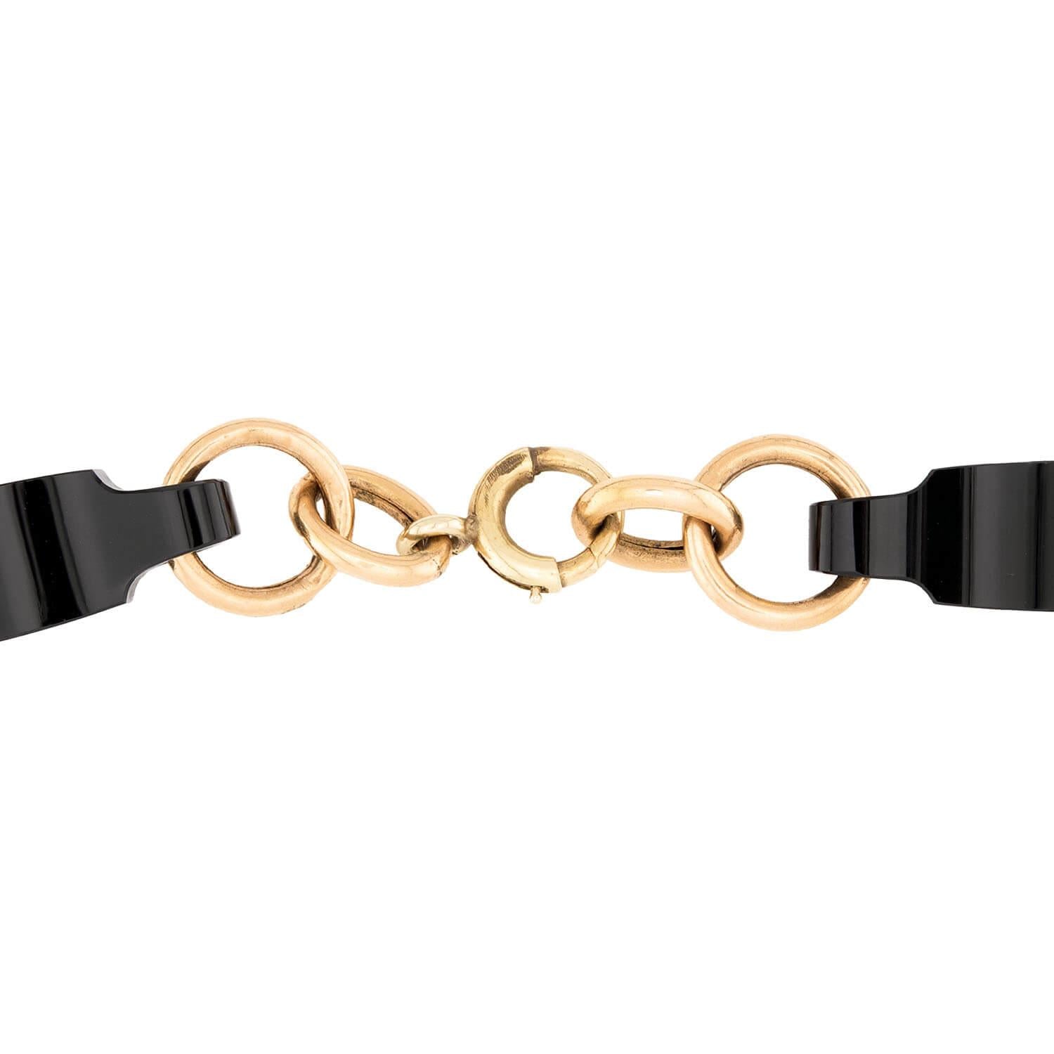 Art Deco 14k Onyx Link Necklace