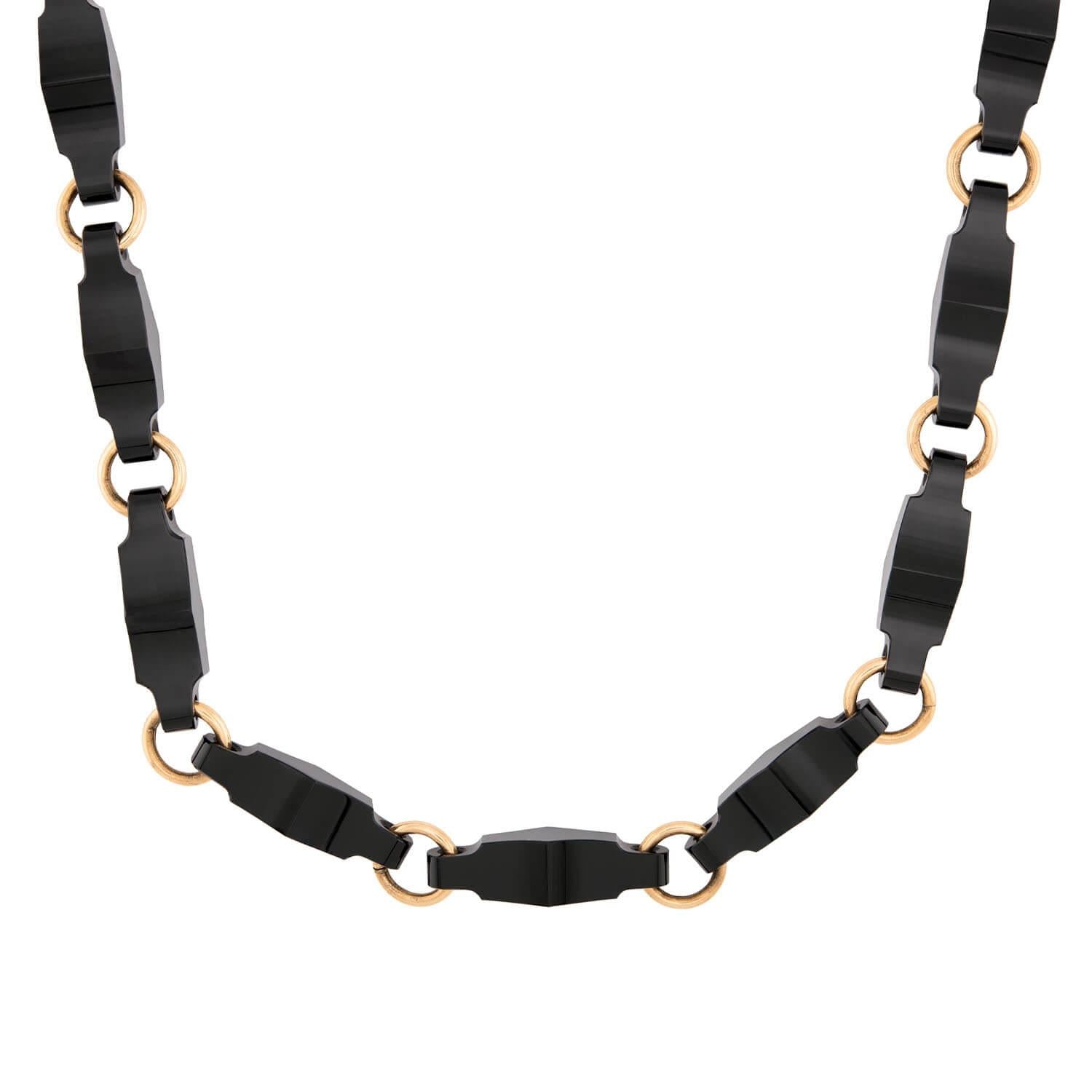 Art Deco 14k Onyx Link Necklace