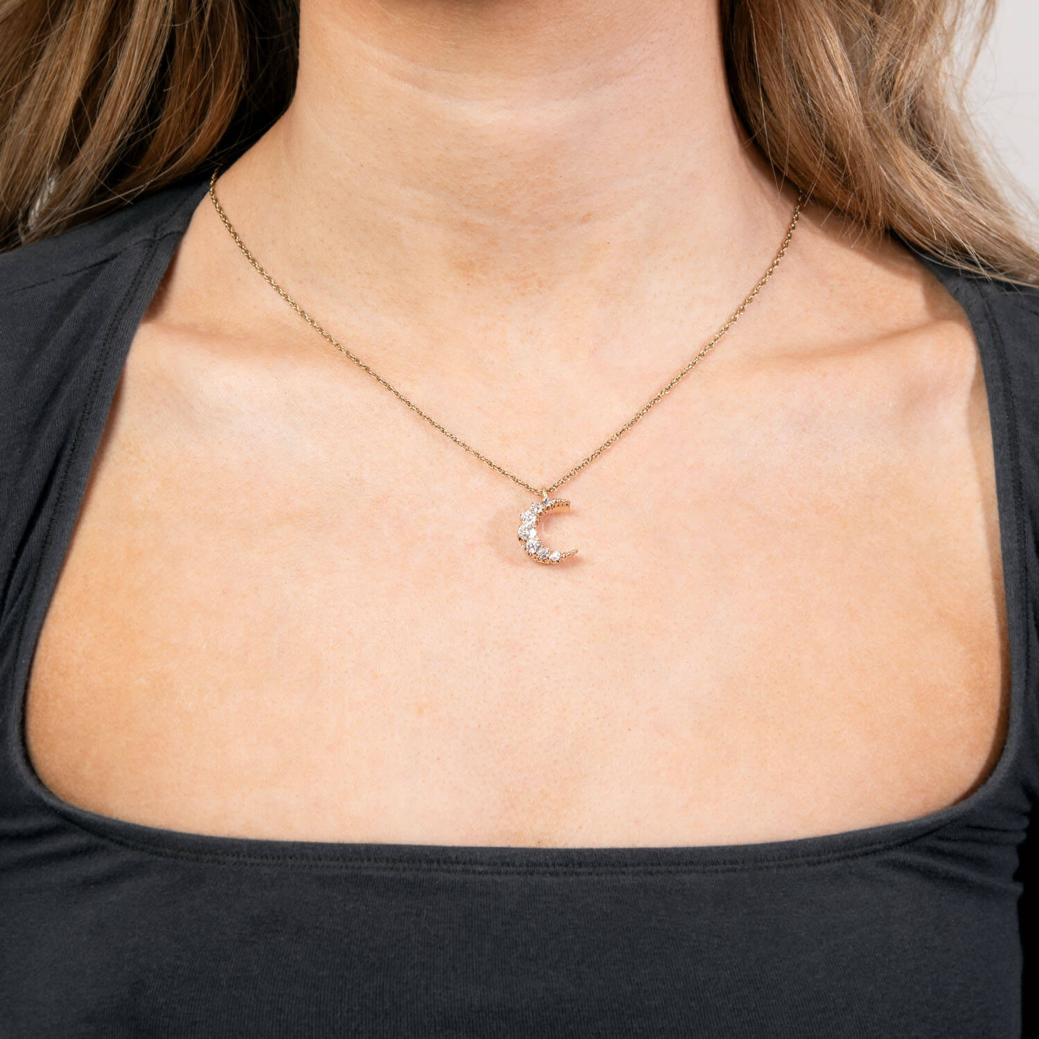 Victorian 14k Diamond Crescent Pendant/Charm