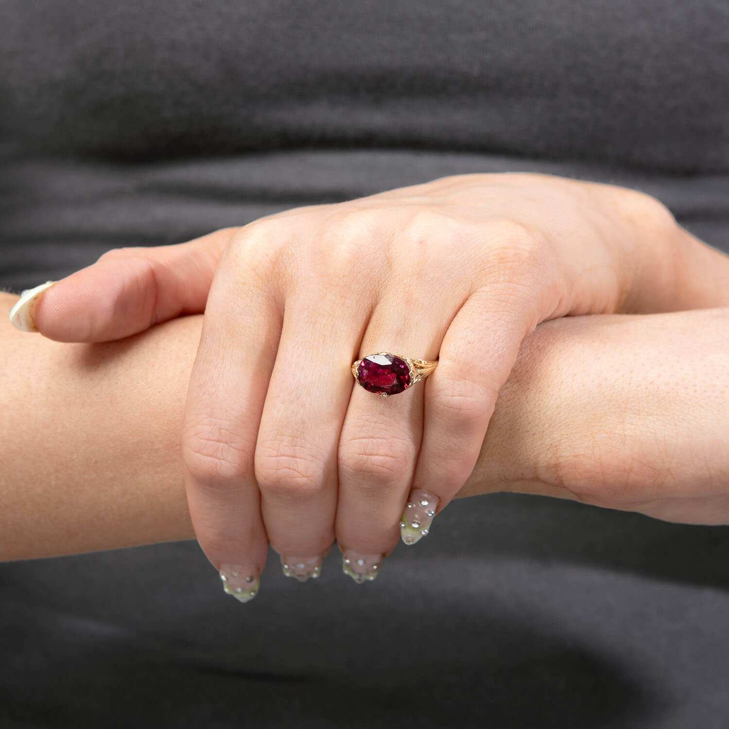Victorian 14k 3.48ct Rubellite Ring