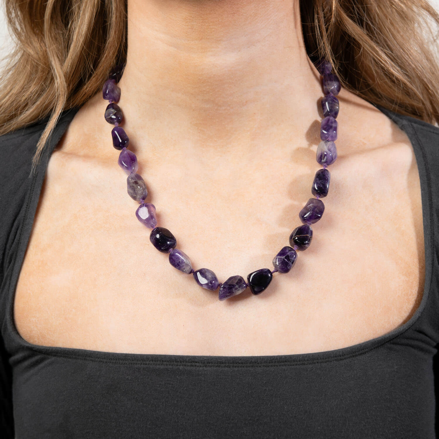 Estate 14k Amethyst Bead Necklace