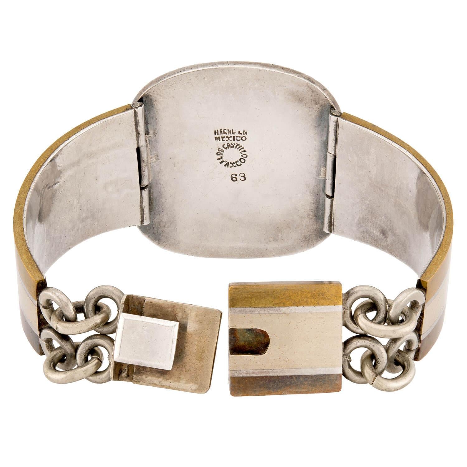 LOS CASTILLO Retro Mixed Metal Turquoise and Enamel Bracelet